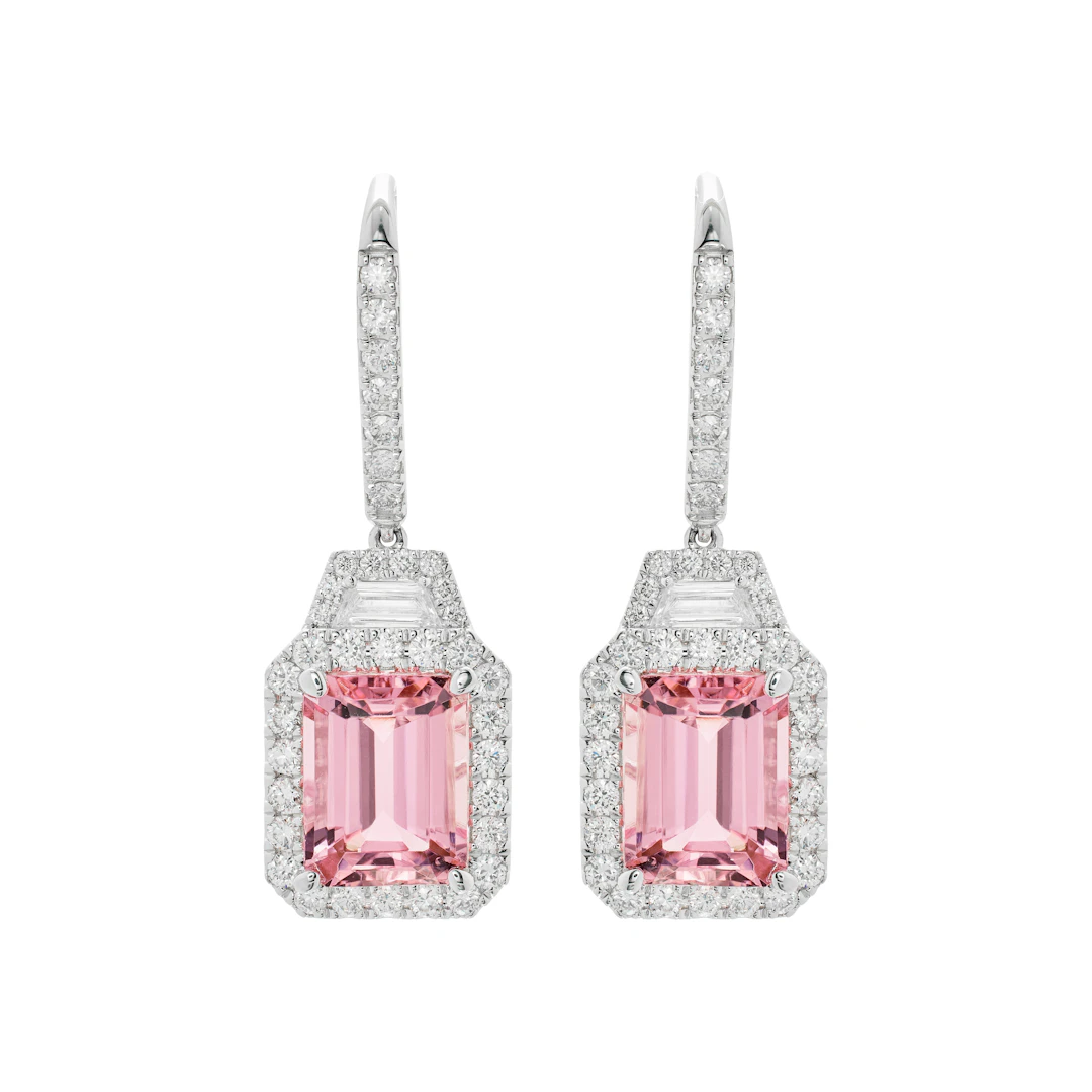 White Gold, 4.80ctw Tourmaline and Diamond Drop Earrings