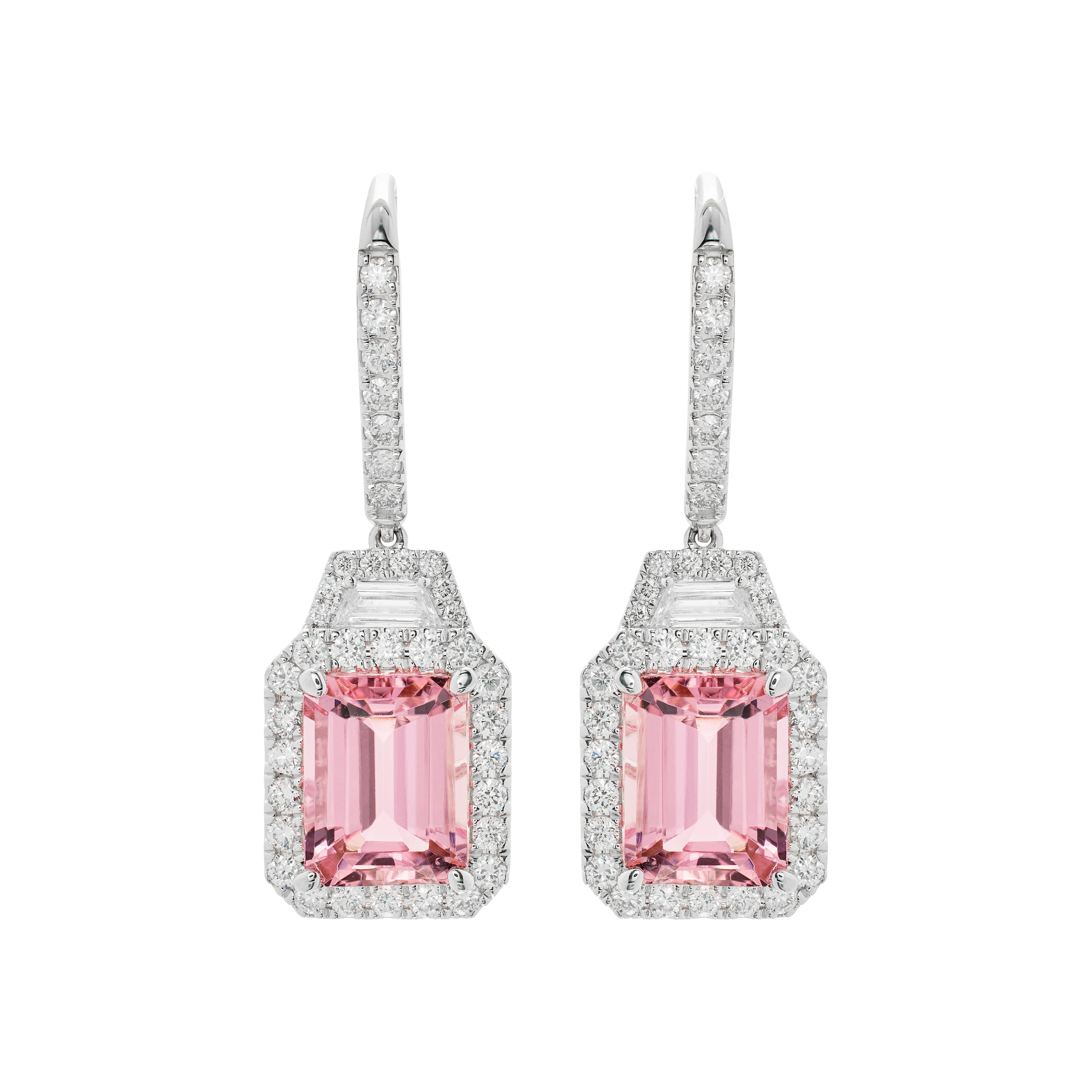 White Gold, 4.80ctw Tourmaline and Diamond Drop Earrings