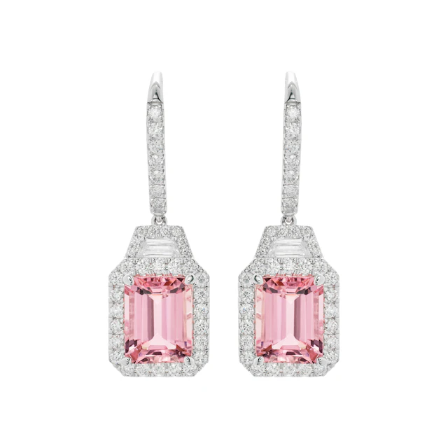 White Gold, 4.80ctw Tourmaline and Diamond Drop Earrings
