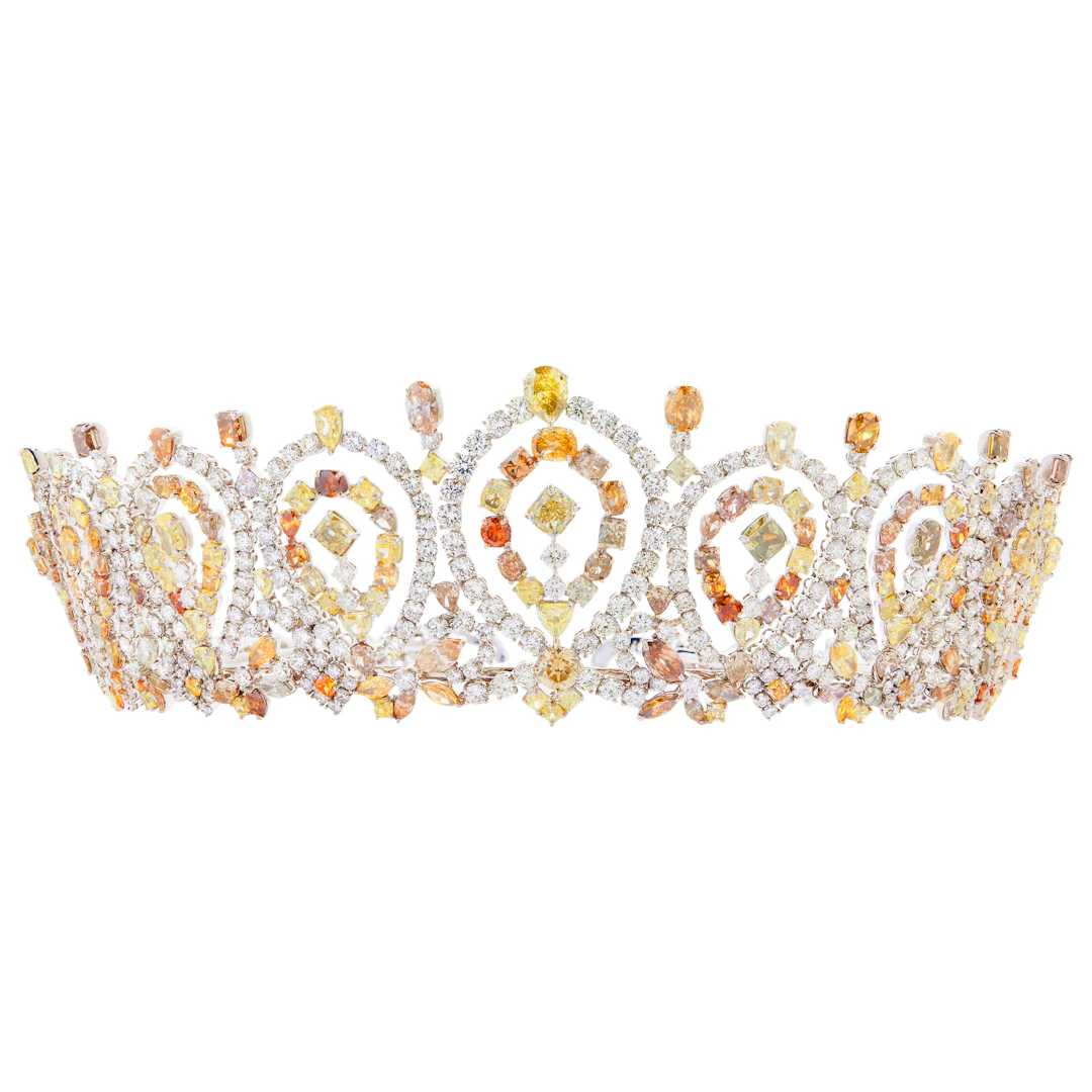 White Gold 127.80ctw Fancy Colored Diamond and 62.30ctw Diamond Tiara