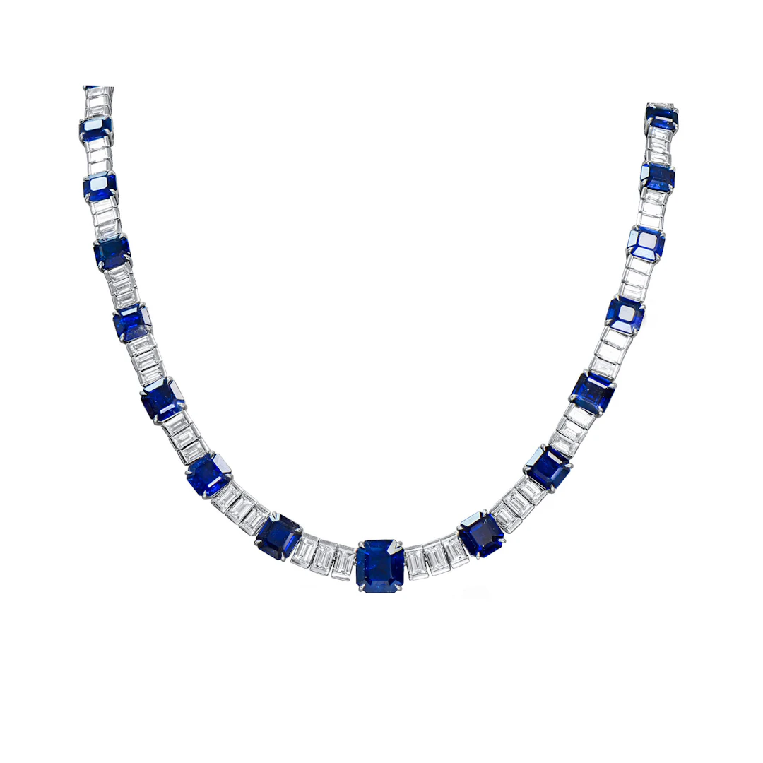 White Gold, 22.40ct Sapphire and 39.00ct Diamond Necklace