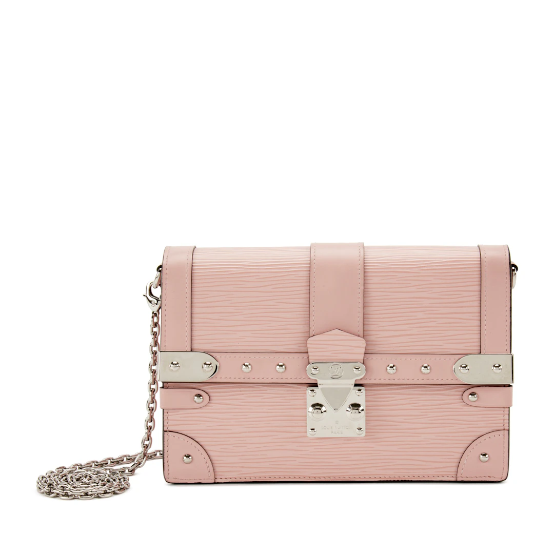 Rose Ballerine Epi Leather Trunk Chain Wallet with Palladium Hardware, 2019