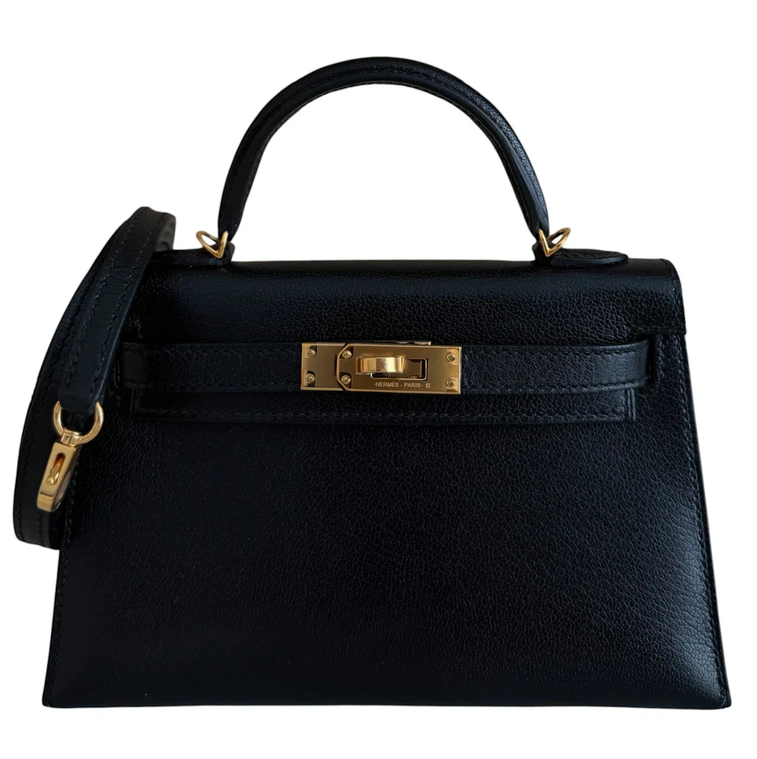 Black Chèvre Coromandel Mini Kelly 20 II Gold Hardware, 2021