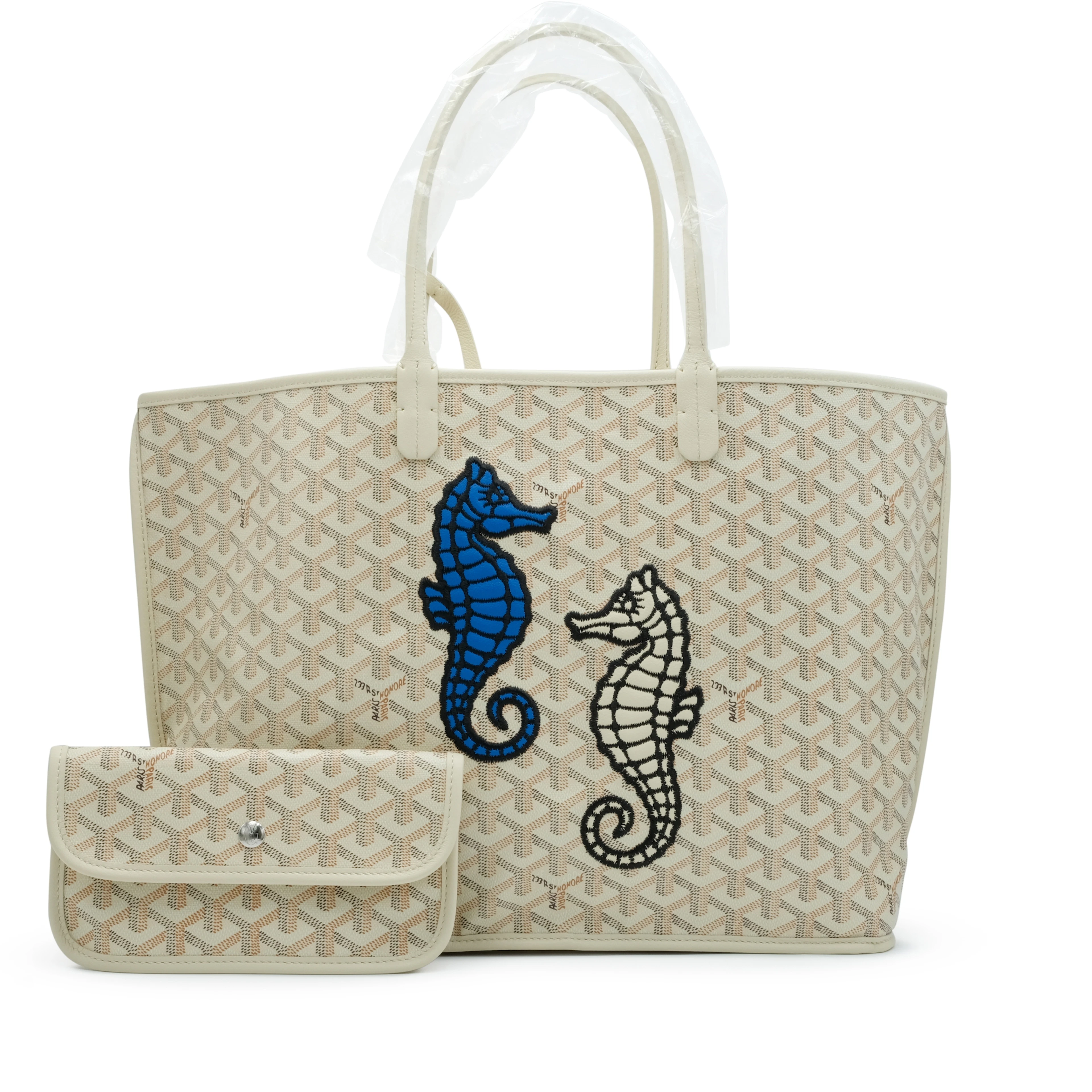 Sand Goyardine Canvas and Chevroches Calfskin Seahorse Embroidery