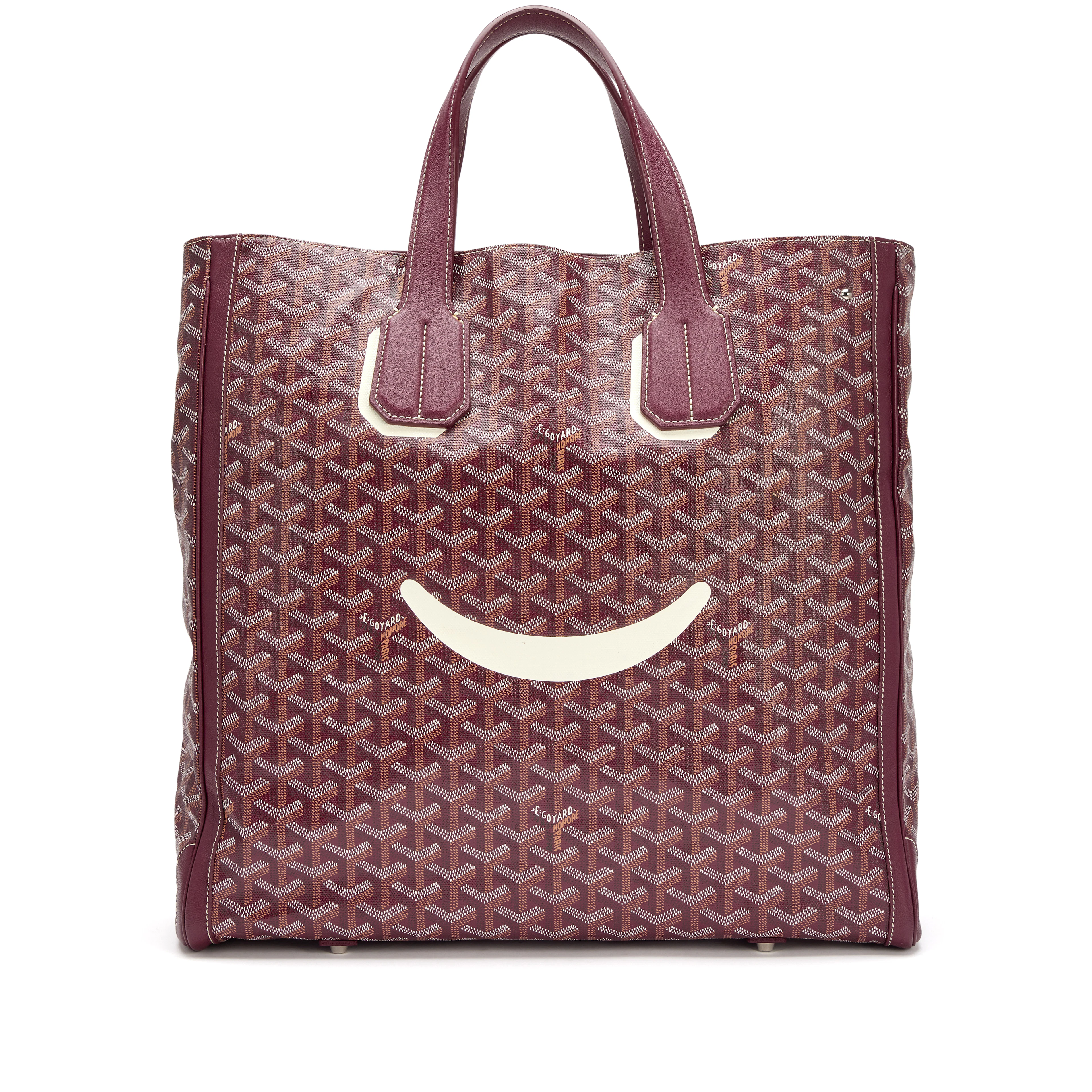 Burgundy Goyardine Canvas and Chevroches Calfskin Voltaire Smile Tote