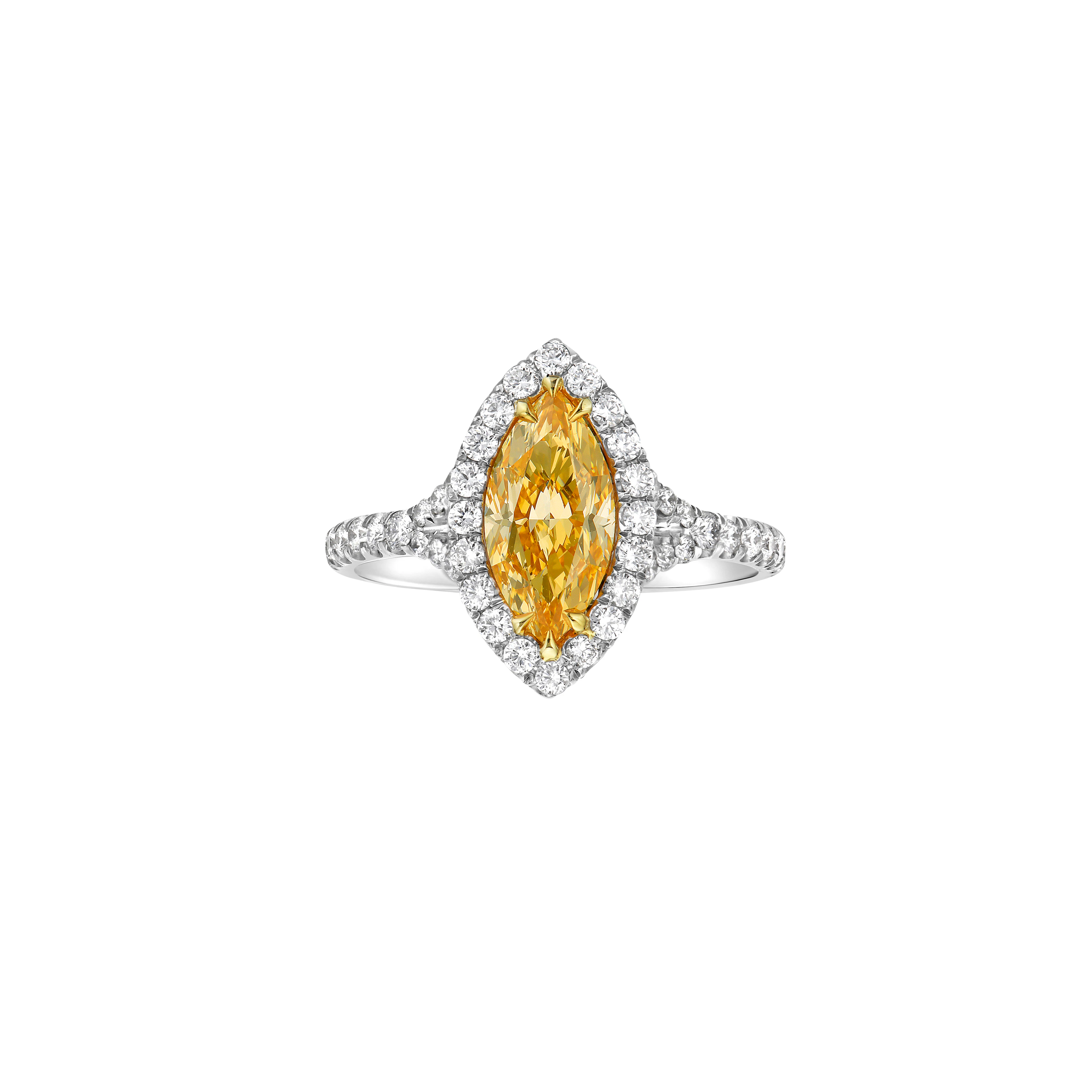Platinum, 1.05ct Fancy Intense Orange-Yellow Diamond and Diamond Engagement