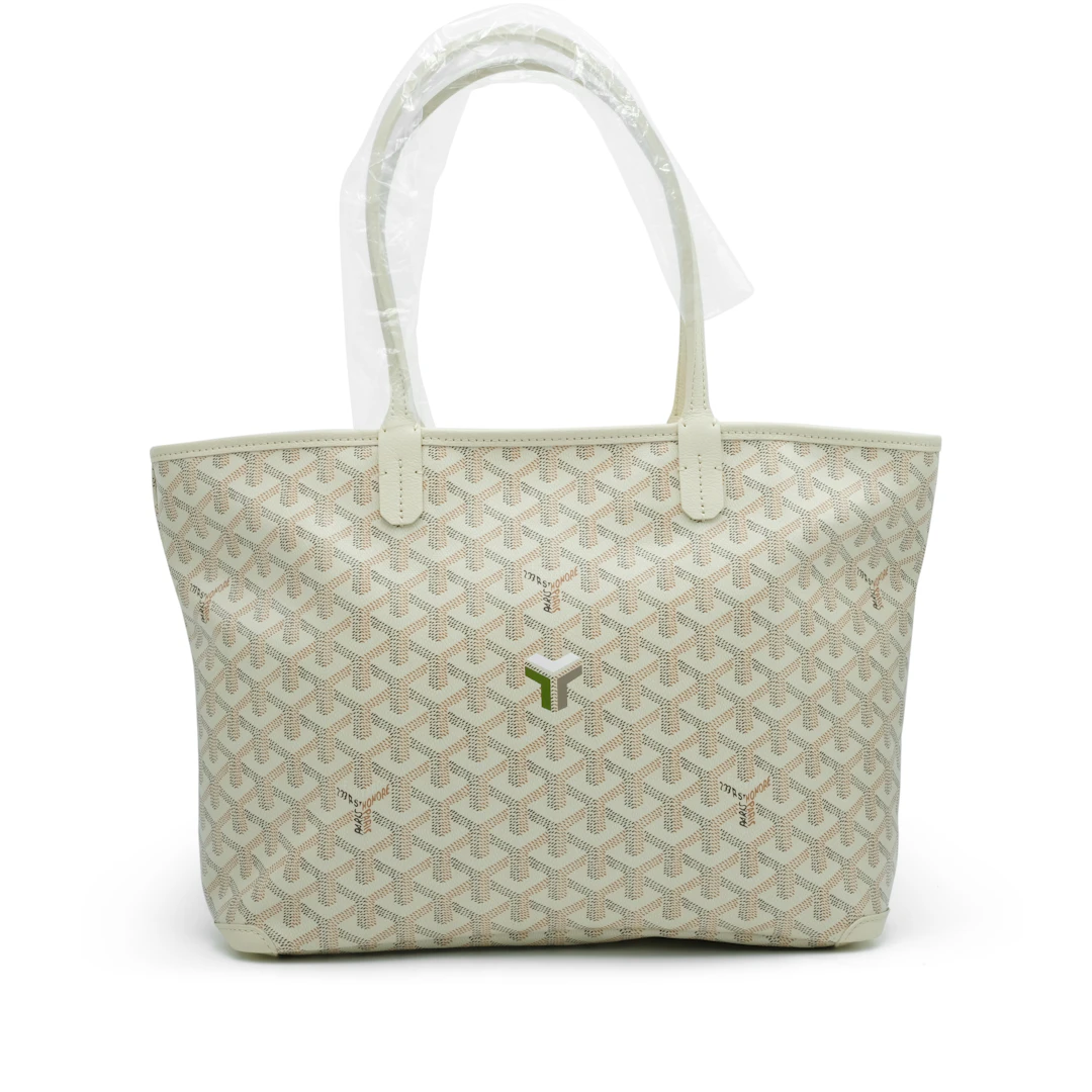 Sand Goyardine Canvas and Chevroches Calfskin Artois PM Bag Palladium