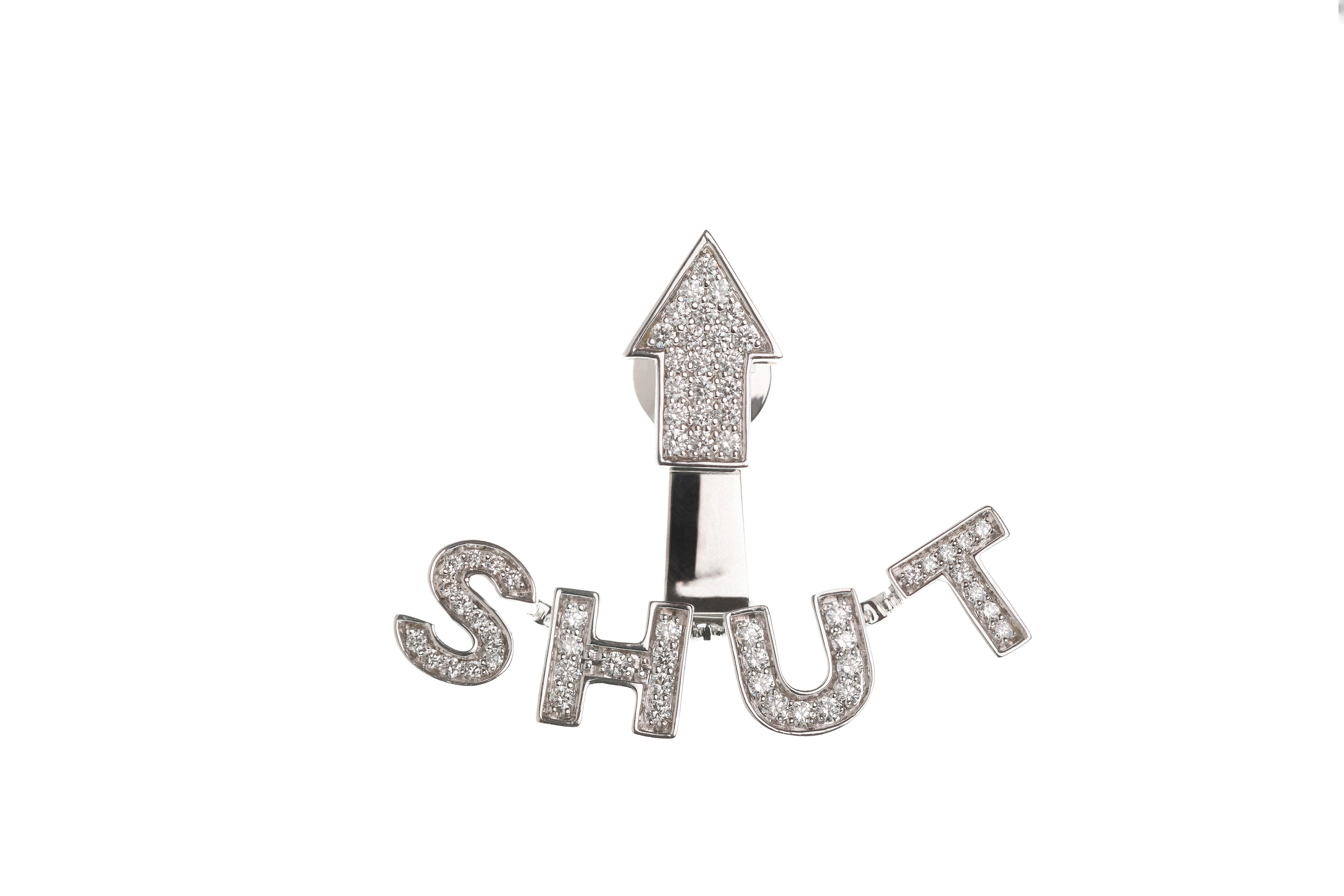 Shut Up Earring (single) in 18k White Gold