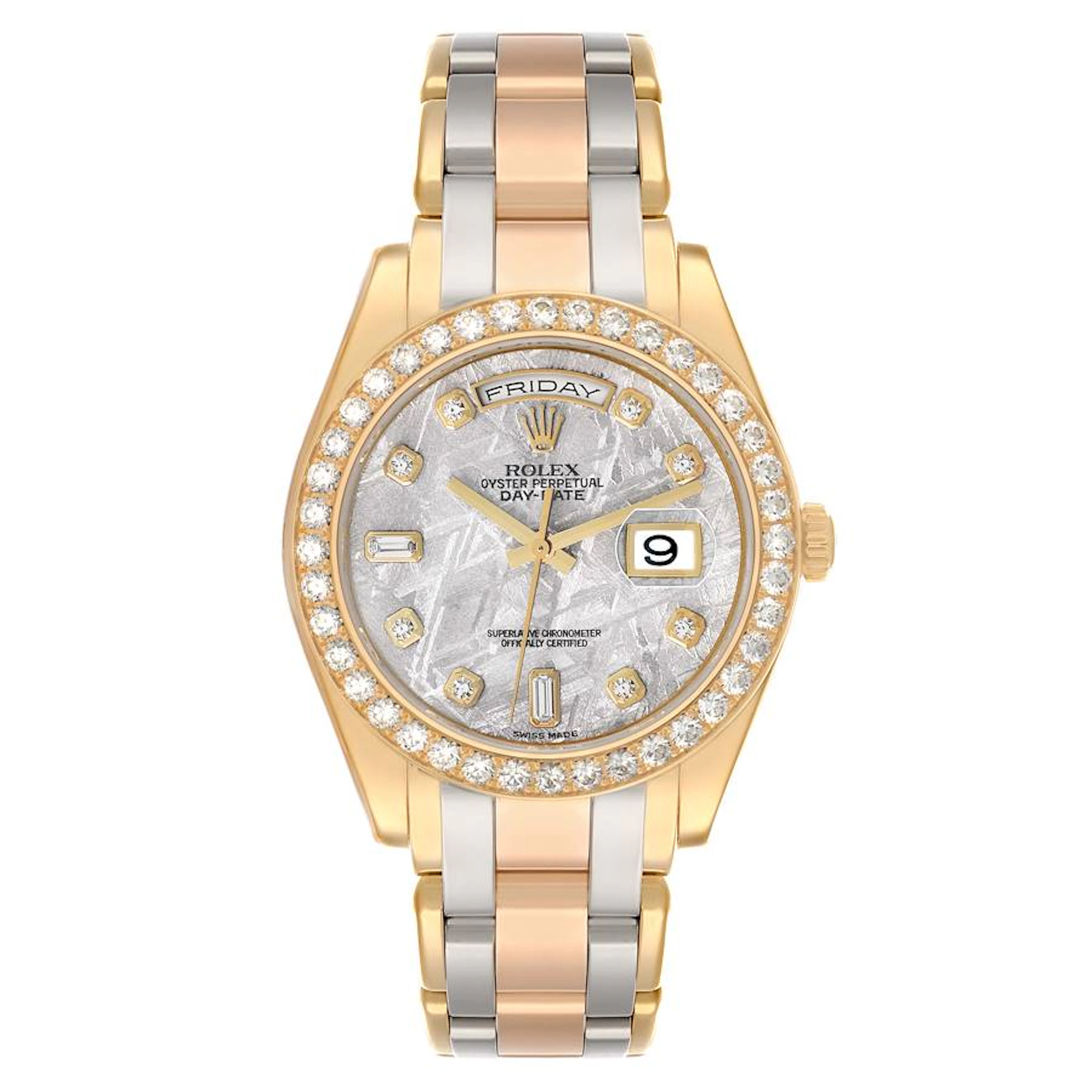 Day-Date Meteorite Dial (Reference 18948). A 39mm yellow, white, and