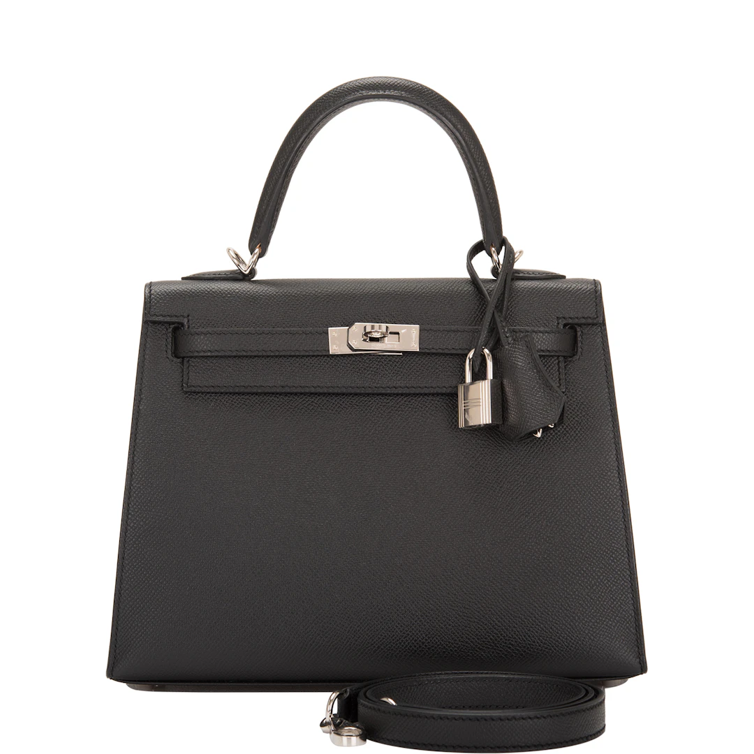 Black Epsom Sellier Kelly 25 Palladium Hardware