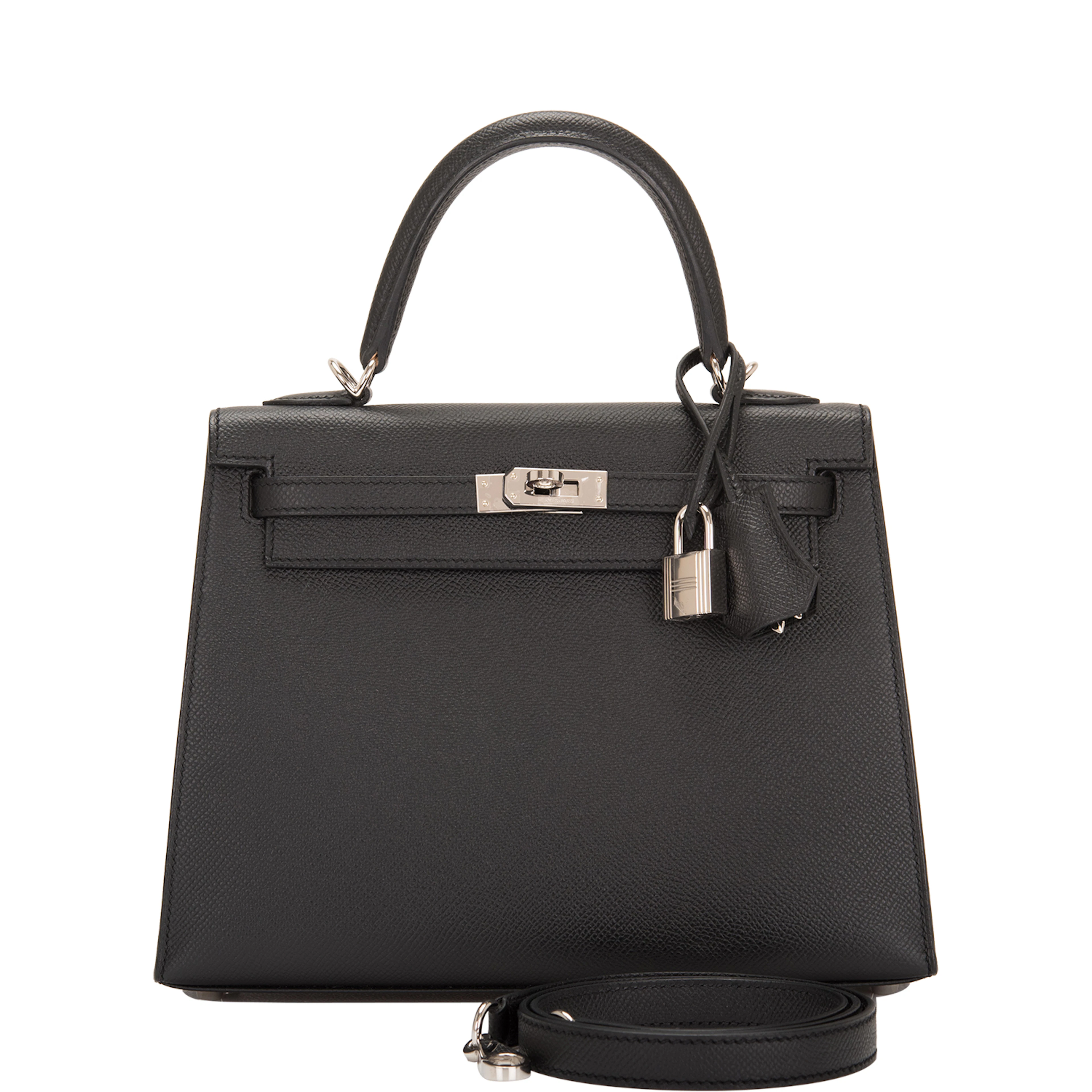 Black Epsom Sellier Kelly 25 Palladium Hardware