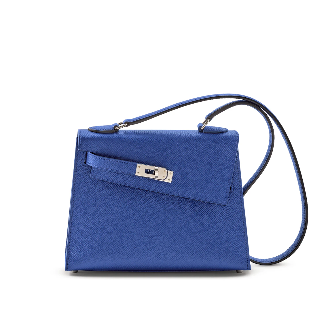 Limited Edition Bleu Saphir Epsom Kelly en Désordre 20 Sellier Palladium