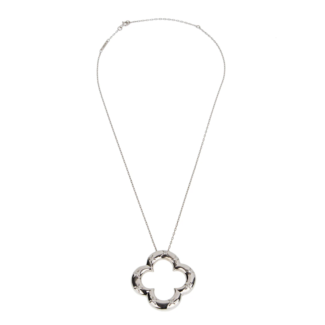 White Gold and Diamond Alhambra Pendant Necklace