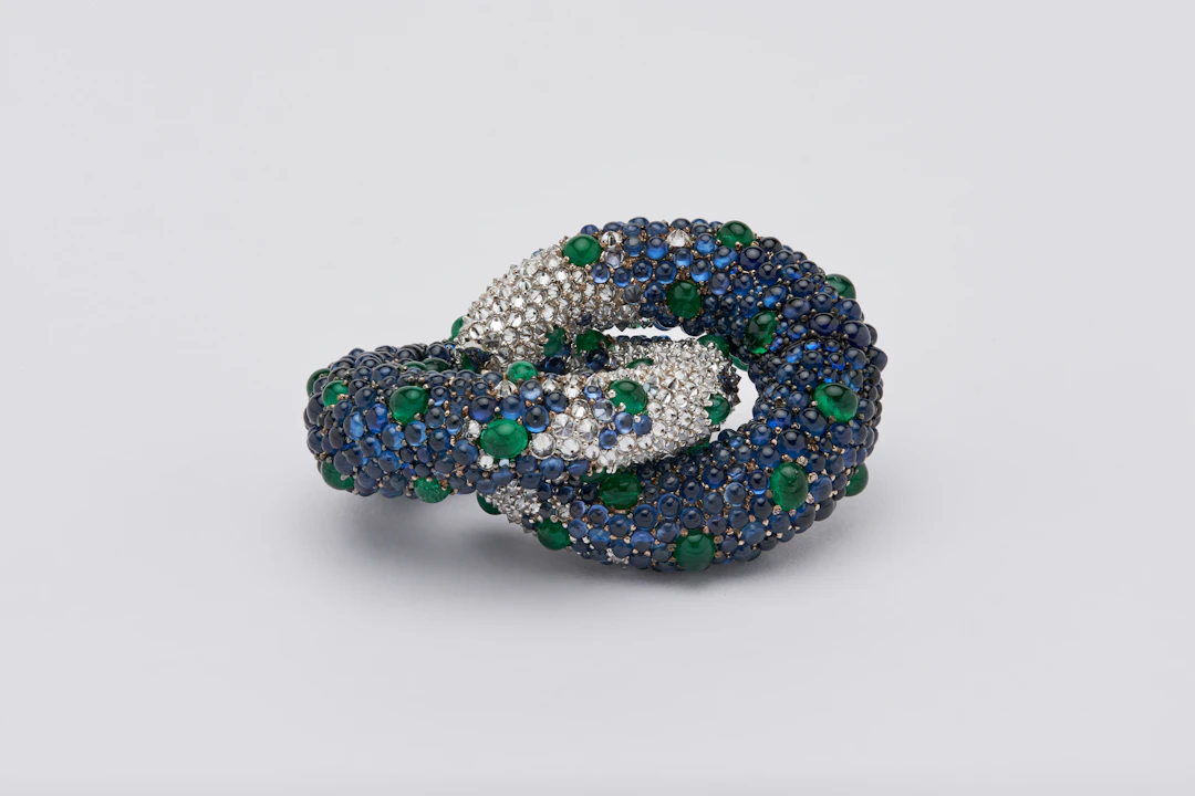 Bleeding Tooth Sapphire & Emerald Hoops