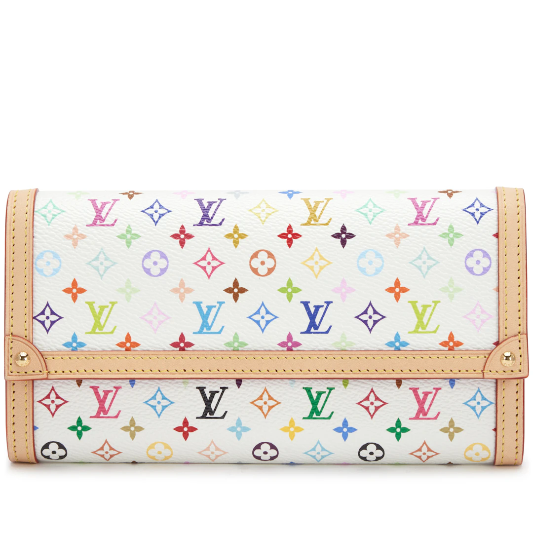Takashi Murakami White Monogram Multicolor Sarah Wallet Gold Hardware, 2025