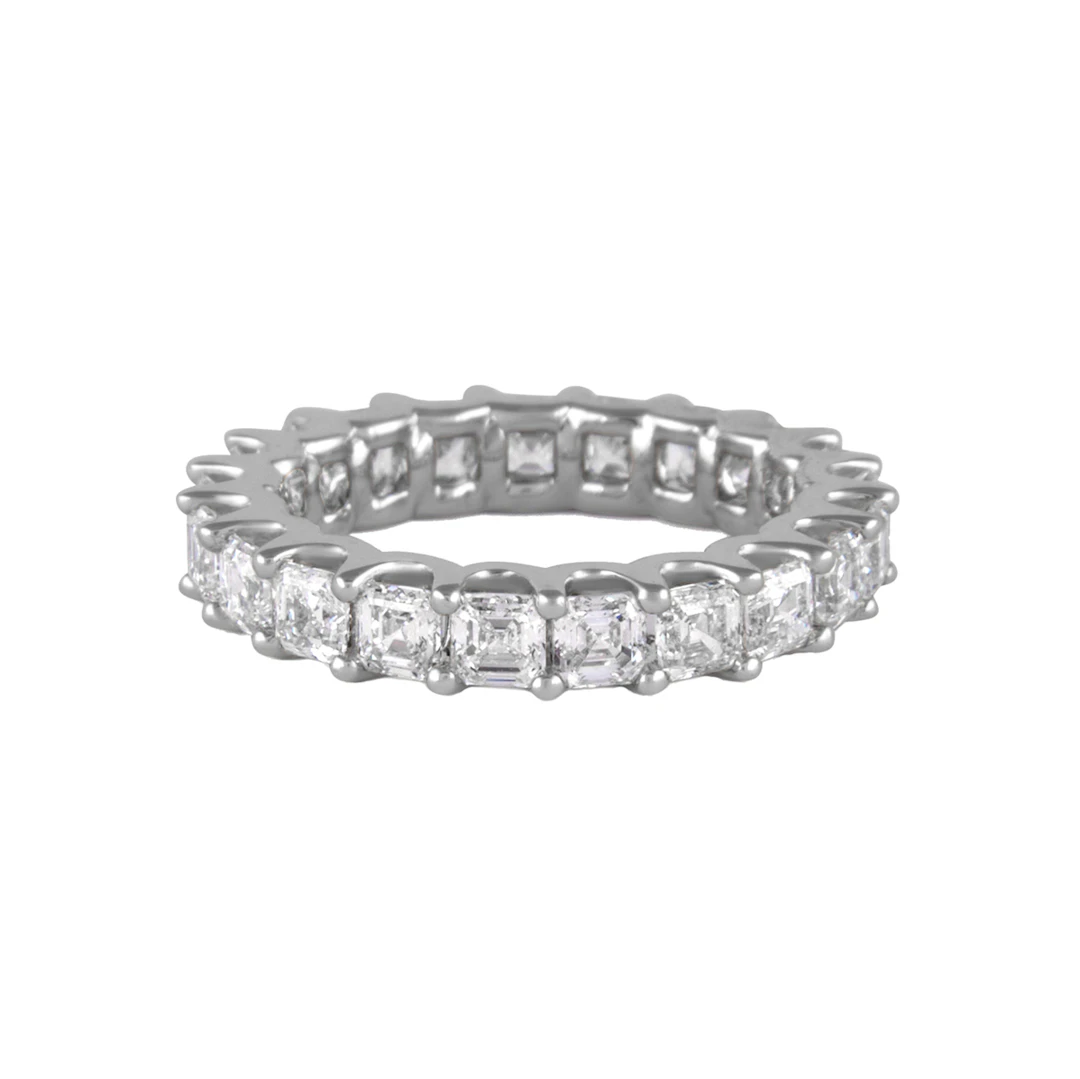 White Gold and 3.05ctw Asscher Cut Diamond Eternity Band Ring
