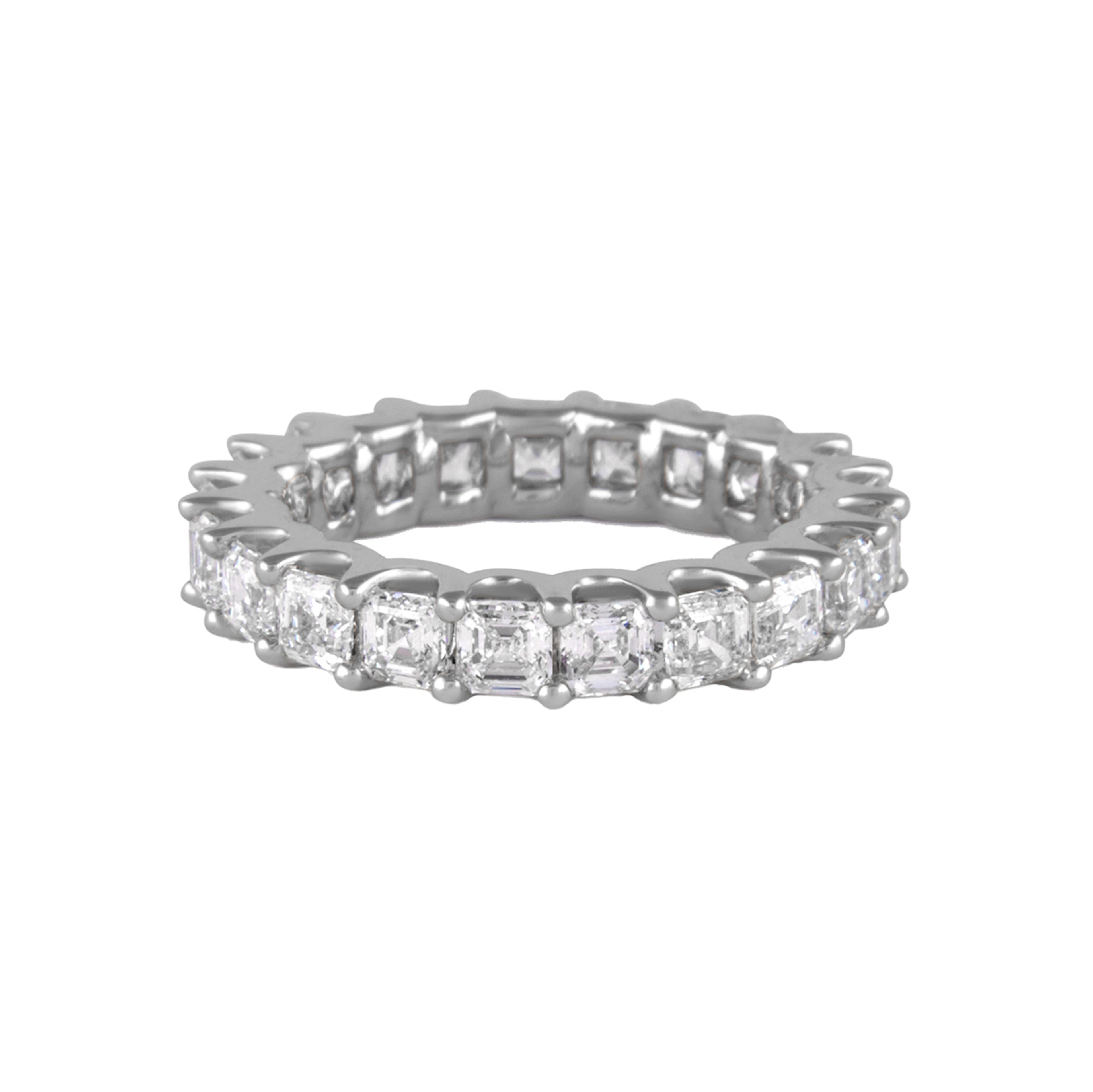 White Gold and 3.05ctw Asscher Cut Diamond Eternity Band Ring