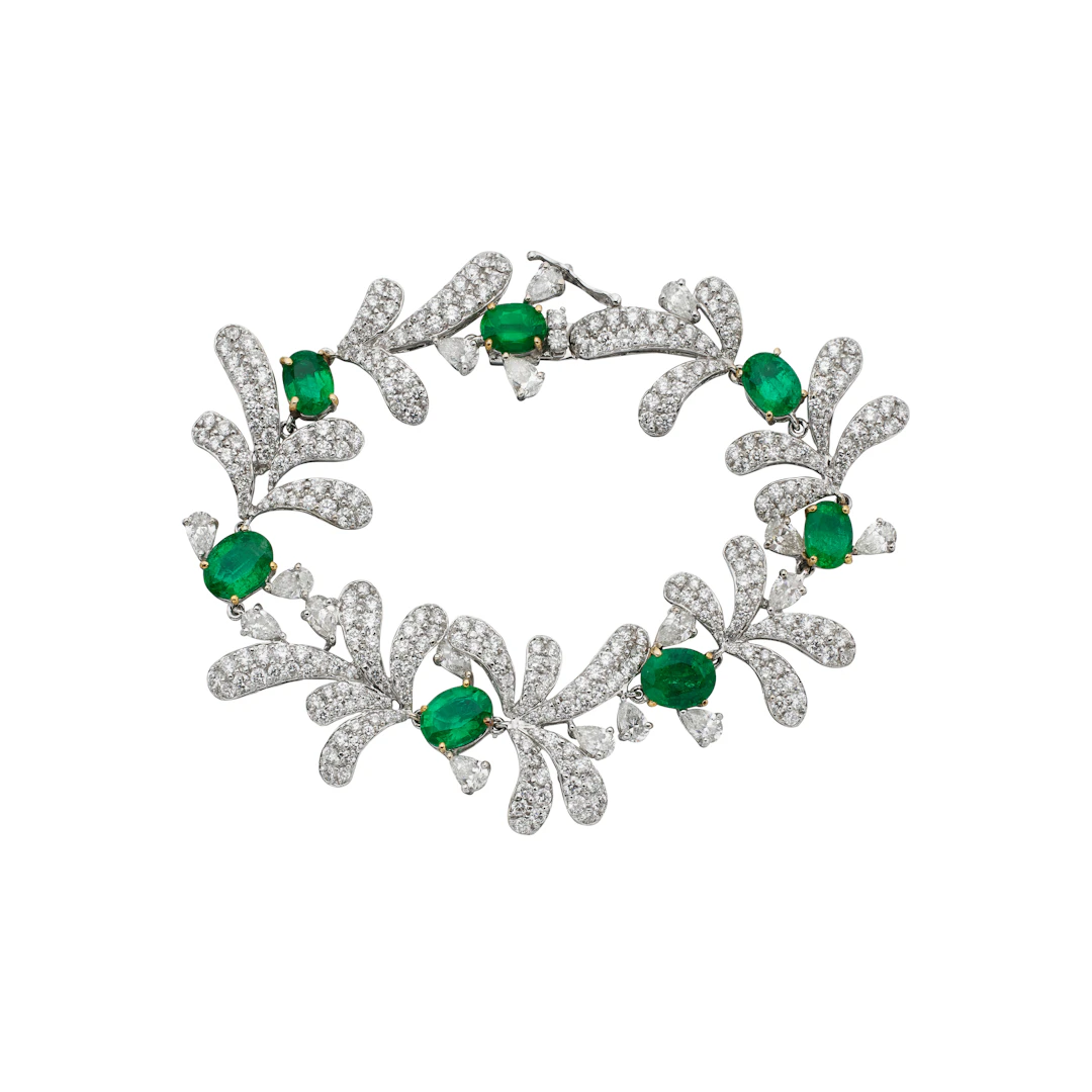 White Gold, Emerald and Diamond Bracelet