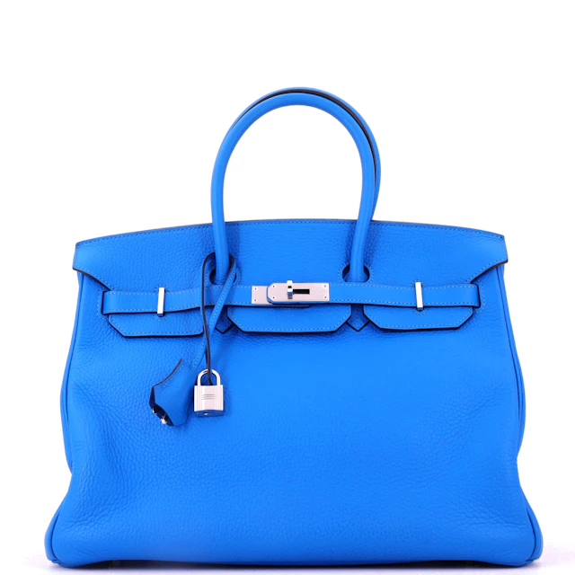 Bleu Hydra Clemence Birkin 35 Palladium Hardware, 2012