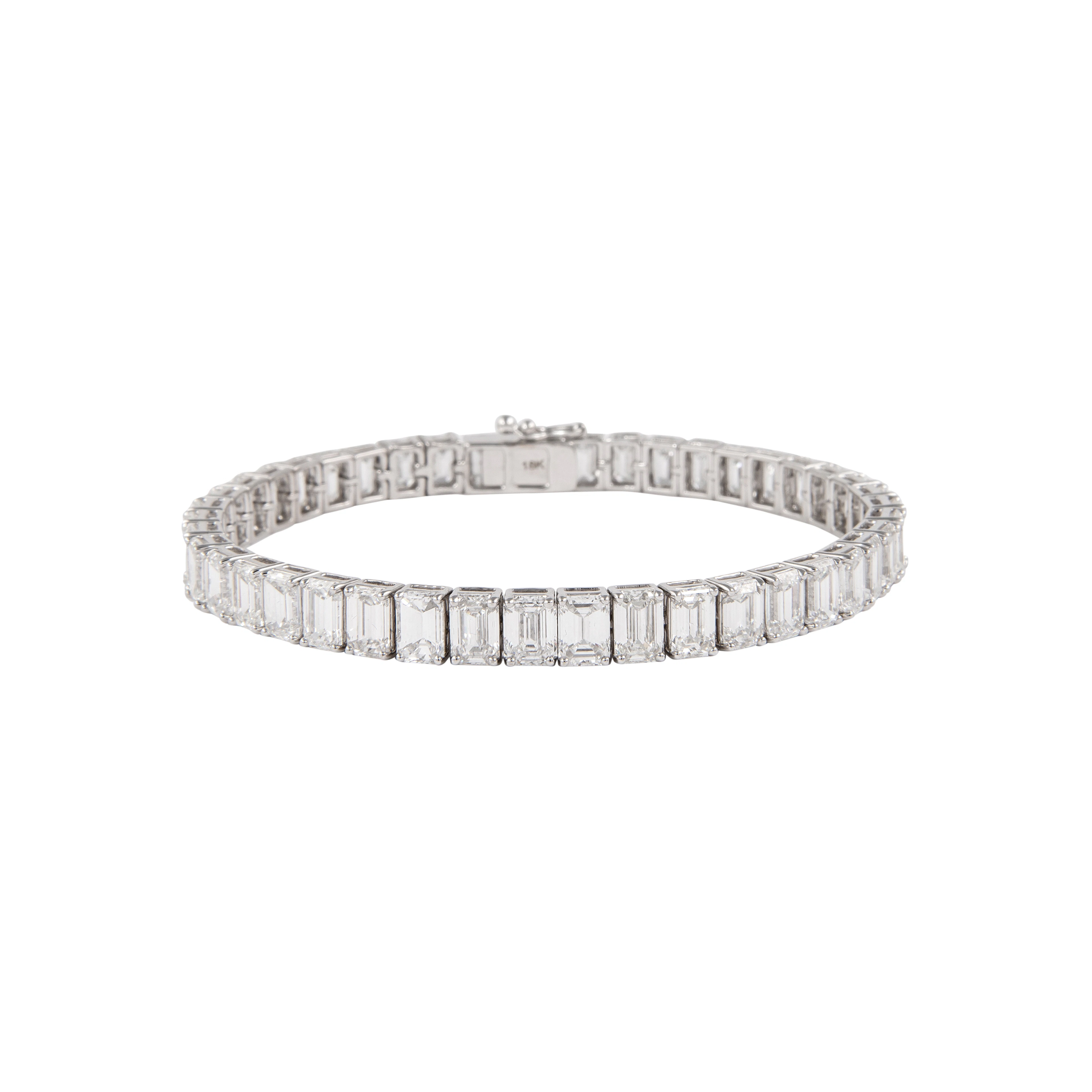 White Gold and 20.69ctw Emerald Cut Diamond Tennis Bracelet