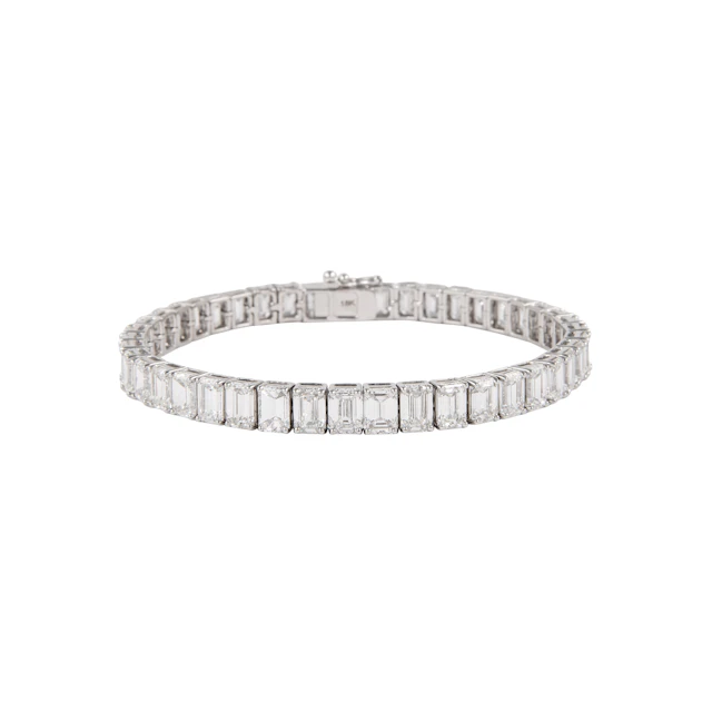 White Gold and 20.69ctw Emerald Cut Diamond Tennis Bracelet