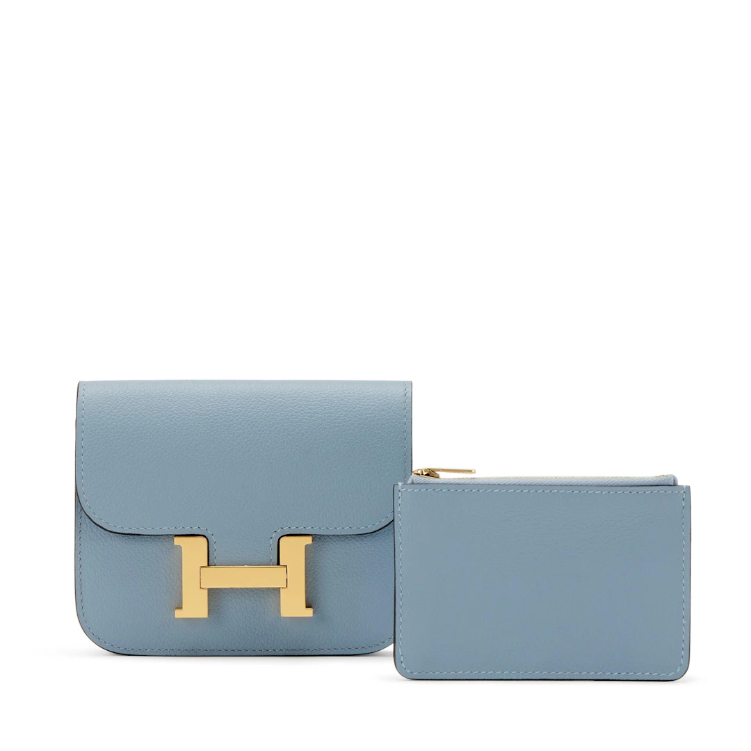 Bleu Lin Evercolor Constance Slim Wallet Gold Hardware, 2022