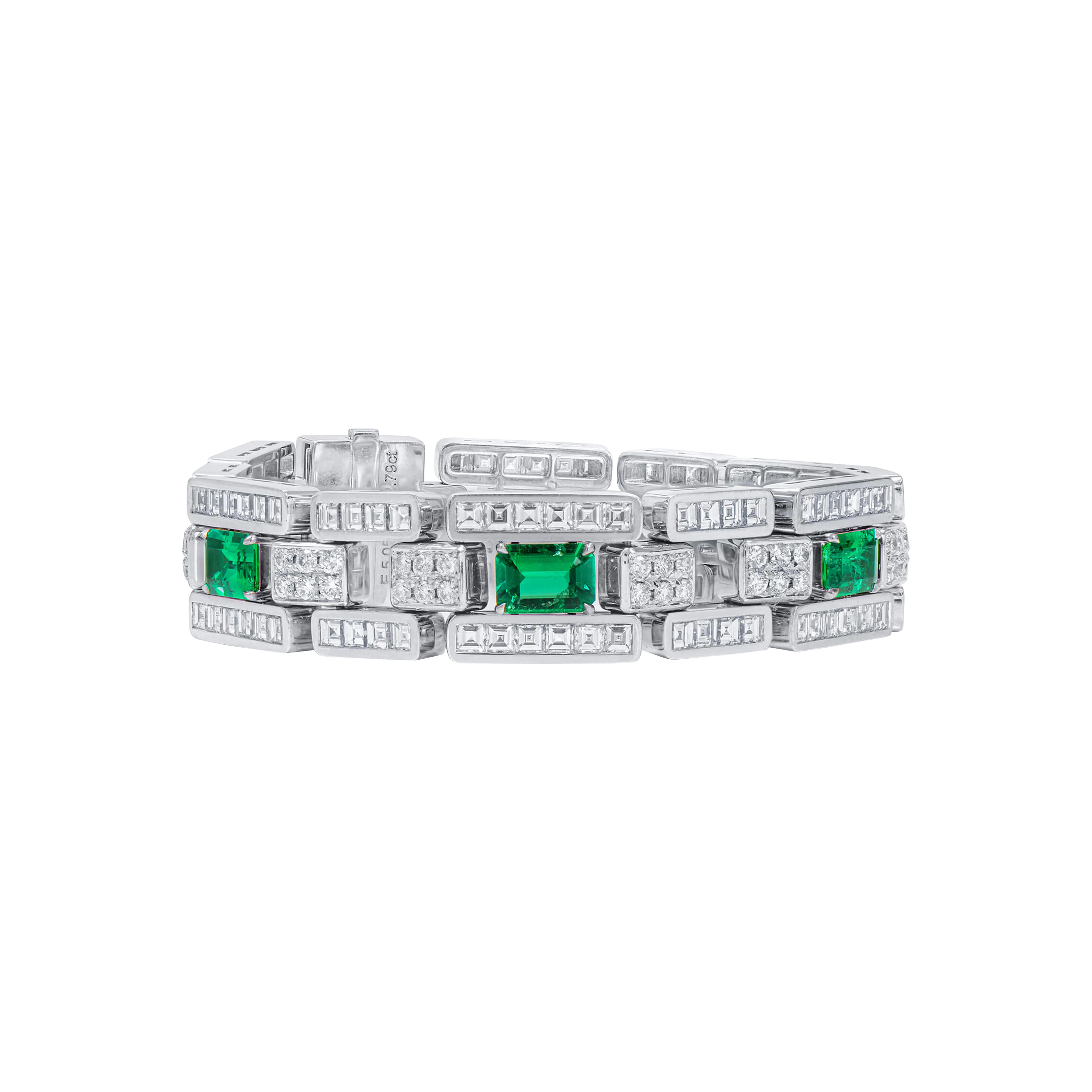 White Gold, 5.03ctw Colombian Emerald and Diamond Bracelet