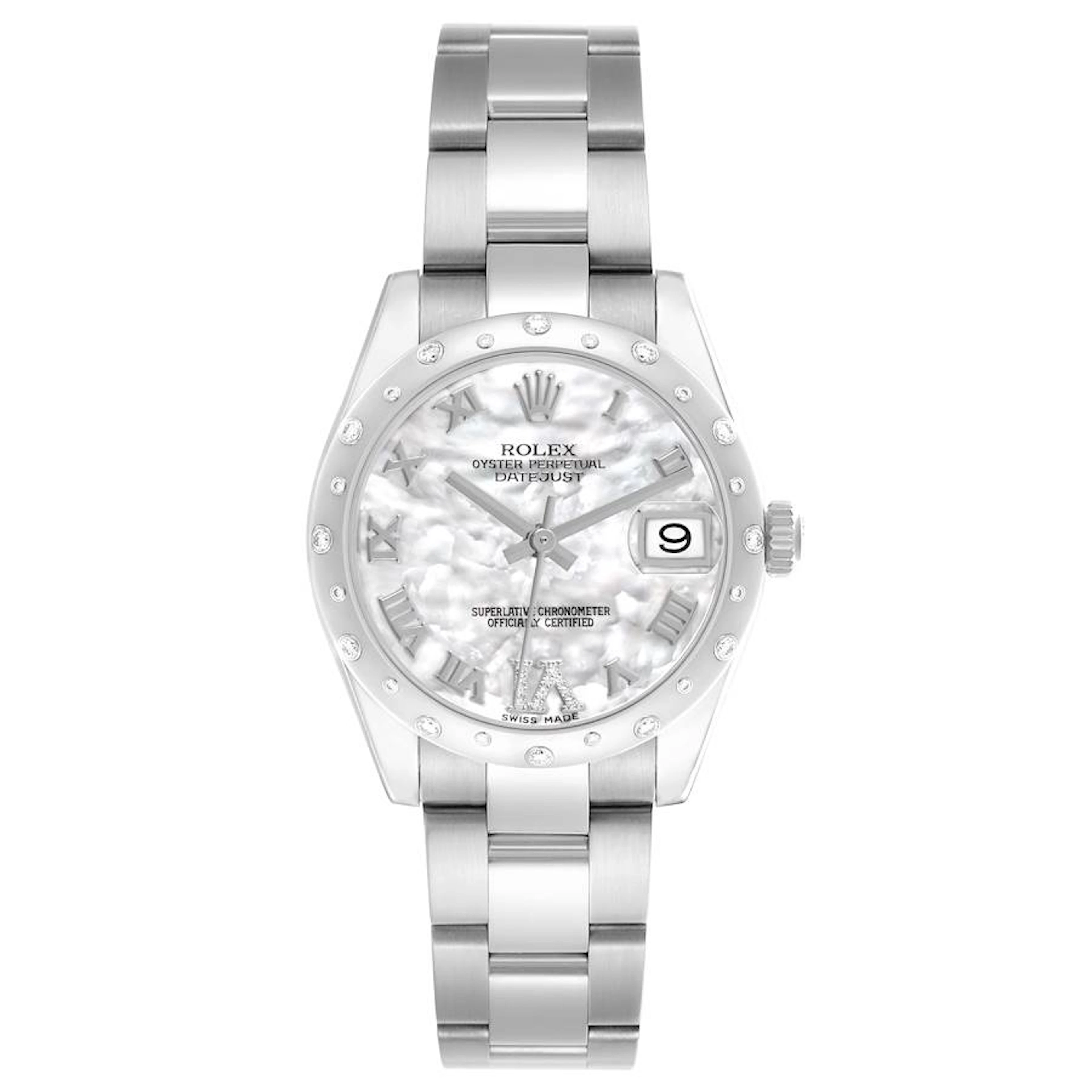 Datejust (Reference 178344). A 31mm white gold stainless steel diamond-set