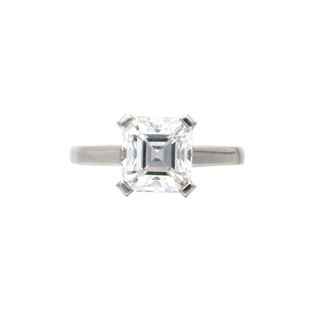 Platinum and 3.01ct Emerald Cut Diamond Solitaire Engagement Ring