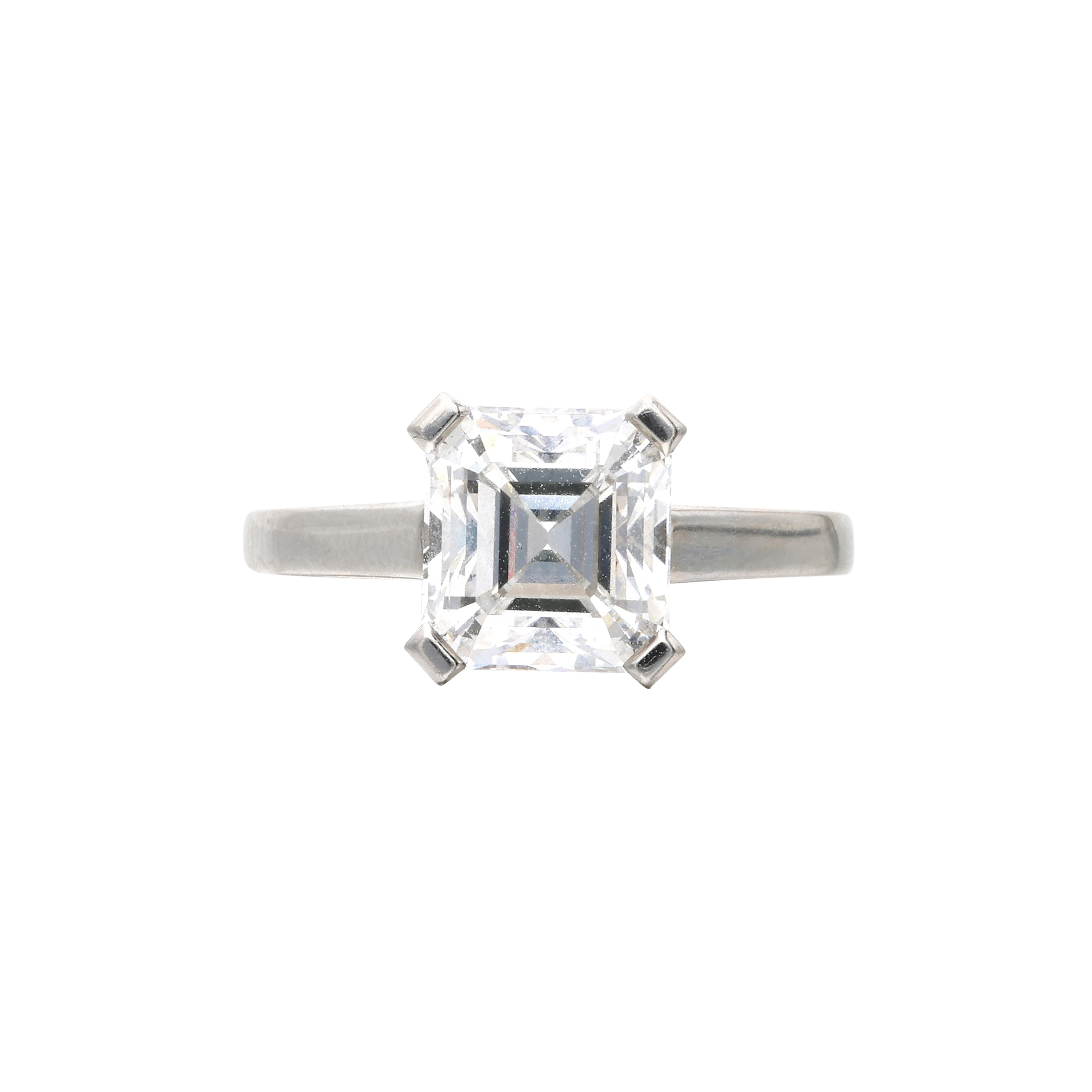 Platinum and 3.01ct Emerald Cut Diamond Solitaire Engagement Ring