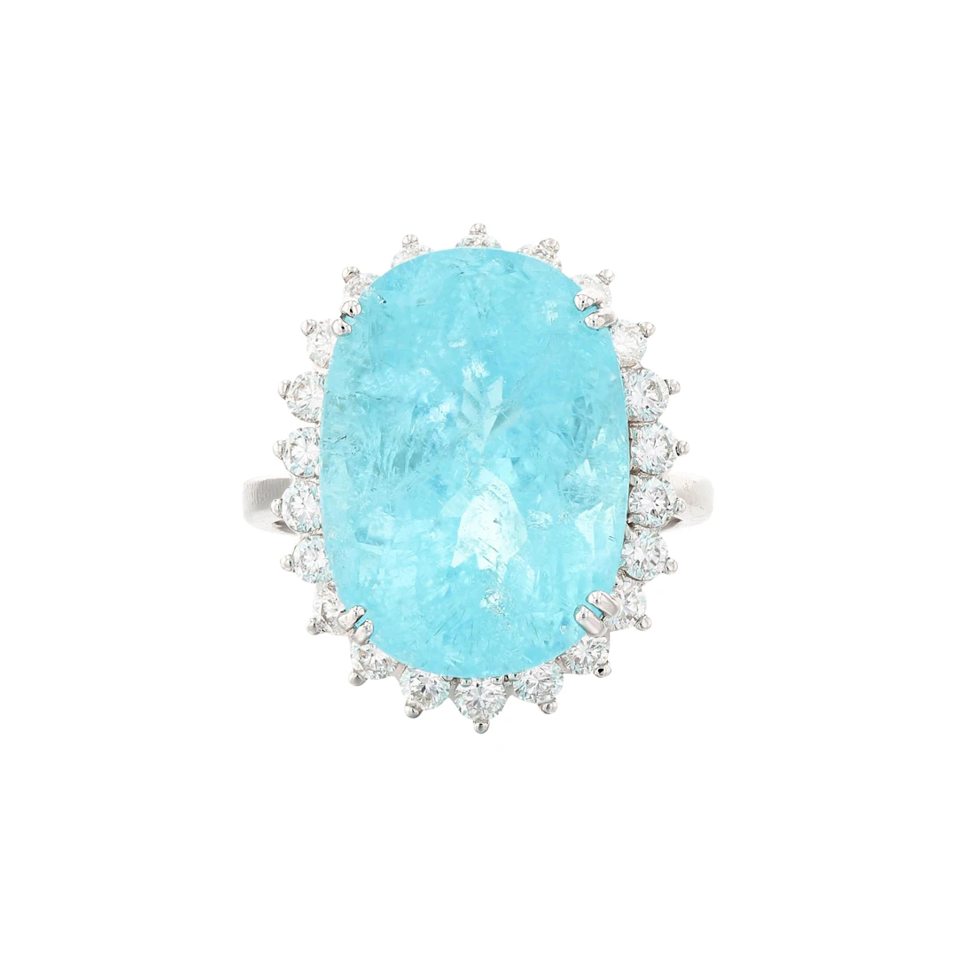 Bague tourmaline Paraiba et diamants | Paraiba tourmaline and diamond ring