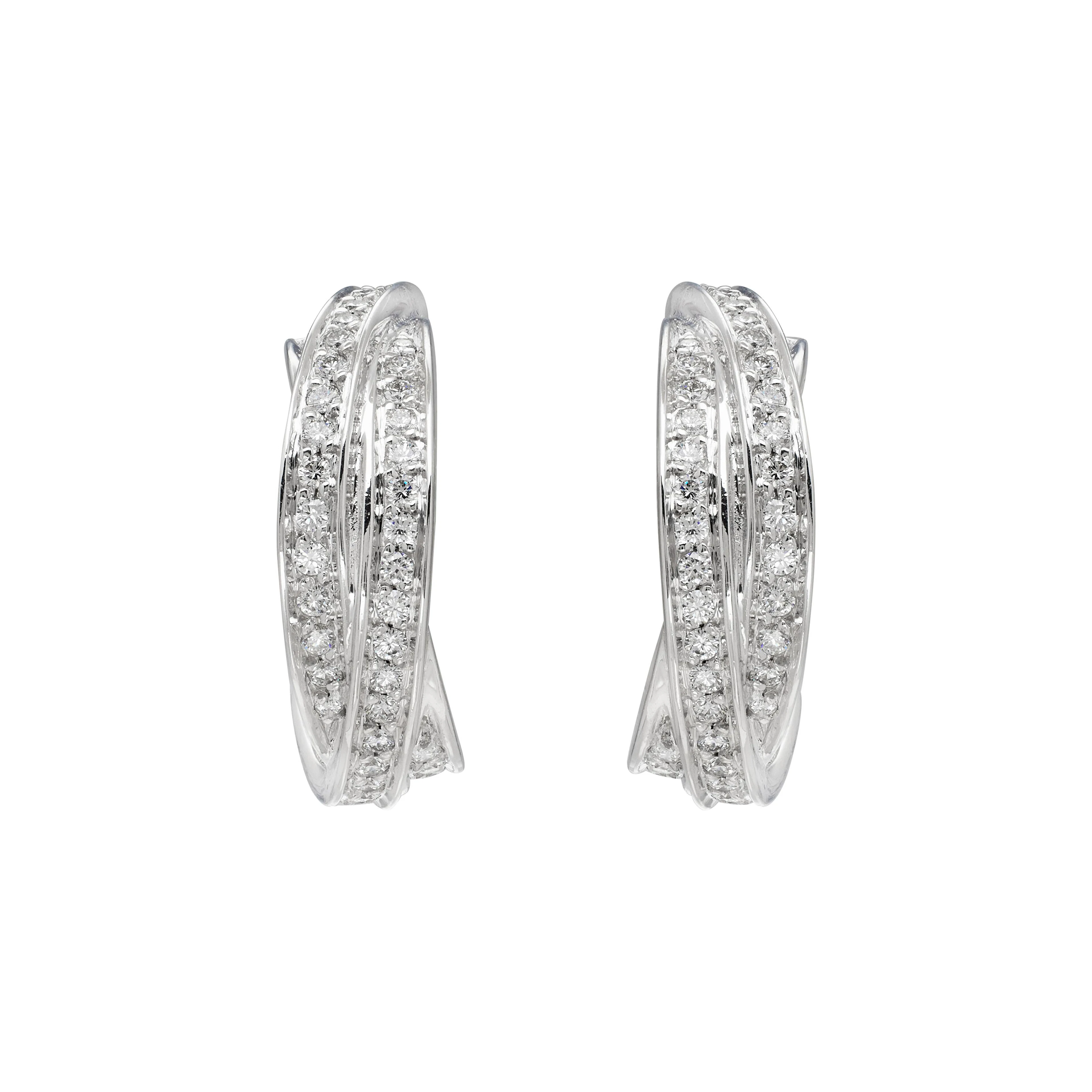 White Gold and Diamond Trinity Earclips