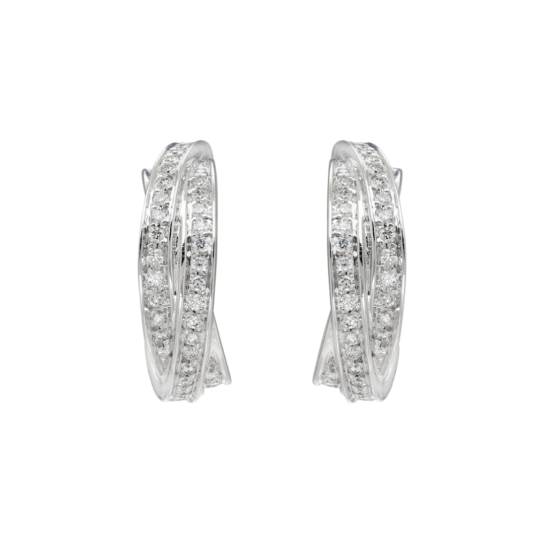 White Gold and Diamond Trinity Earclips
