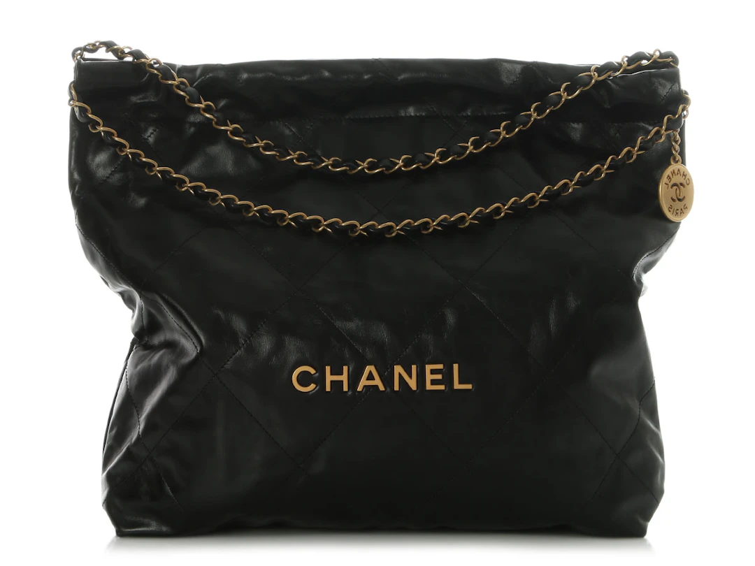 Black Quilted Shiny Calfskin Chanel 22 Aged Gold Hardware, 2024