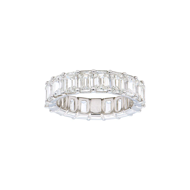 White Gold and 7.10ctw Emerald Cut Diamond Eternity Band Ring
