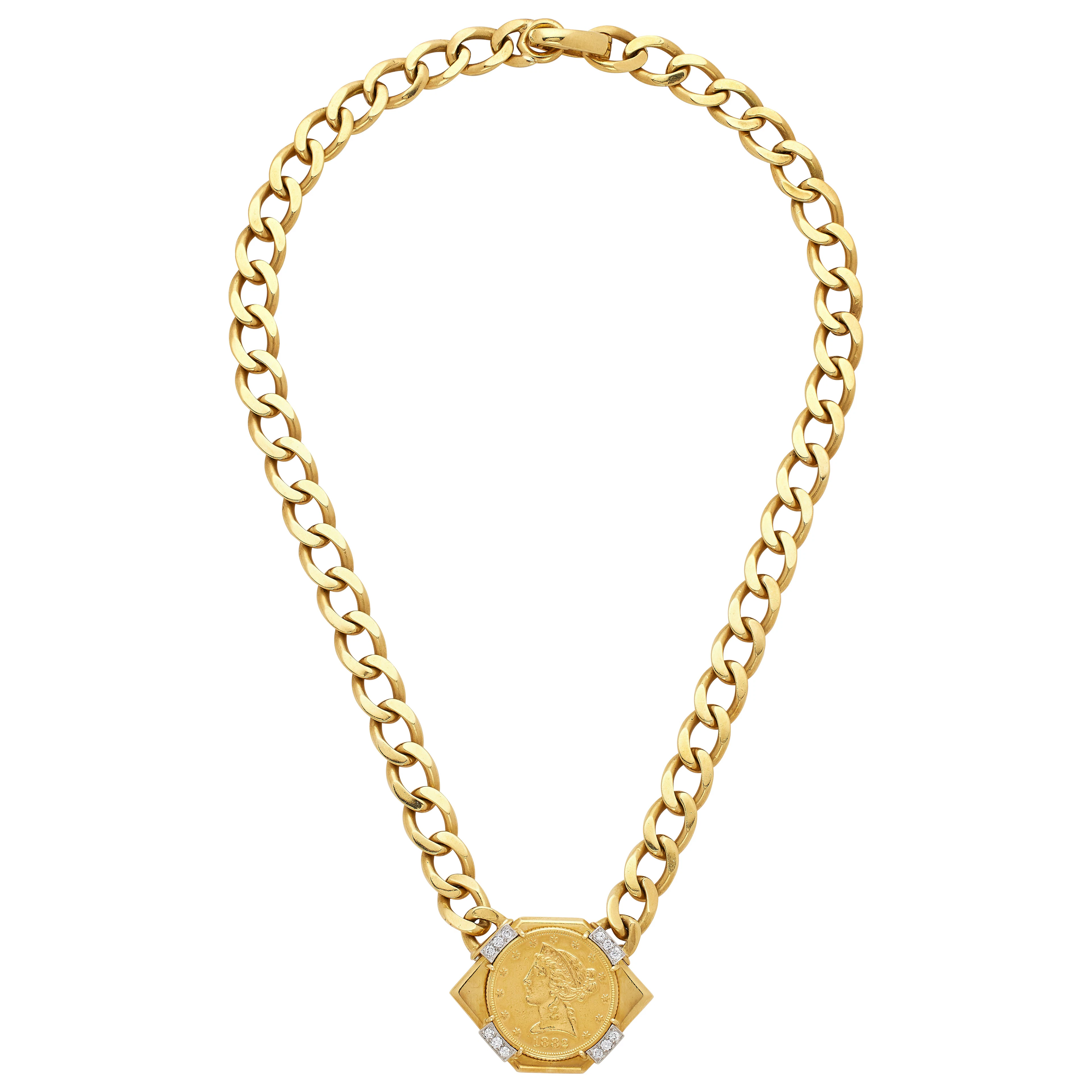 Gold, Platinum, Diamond and Liberty Head Coin Necklace