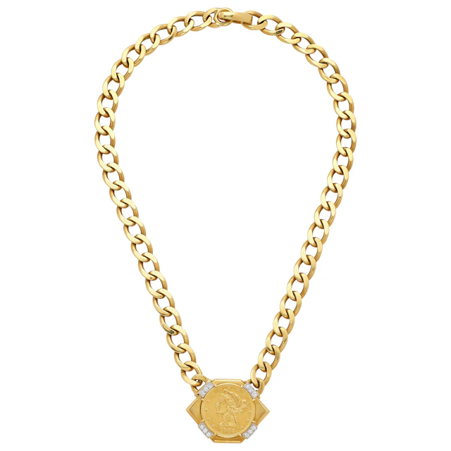 Gold, Platinum, Diamond and Liberty Head Coin Necklace