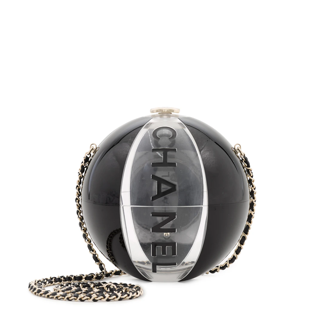 Black Resin Beach Ball Minaudière Silver Hardware, 2019