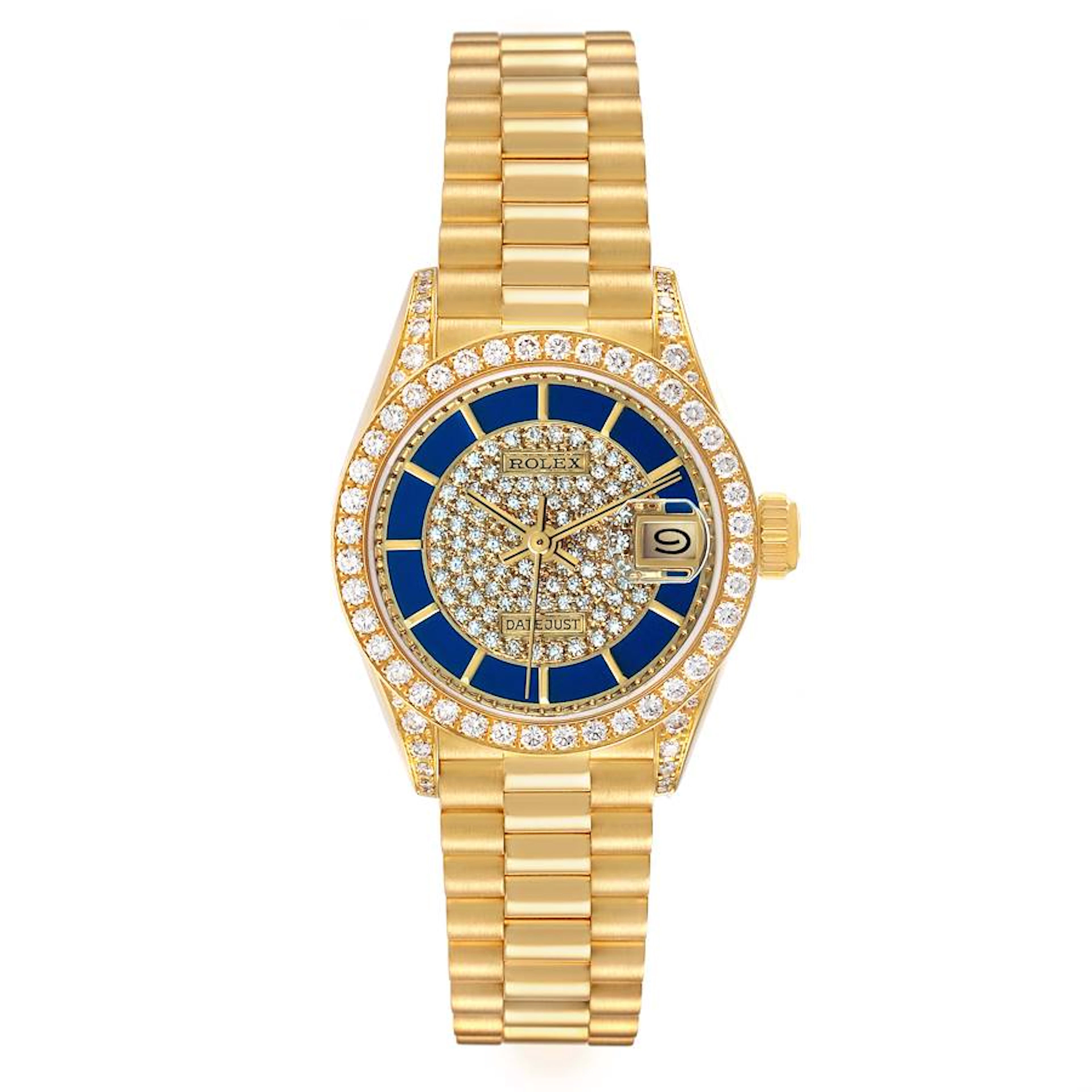 President Datejust Lapis Lazuli Dial (Reference 69158). A 26mm yellow