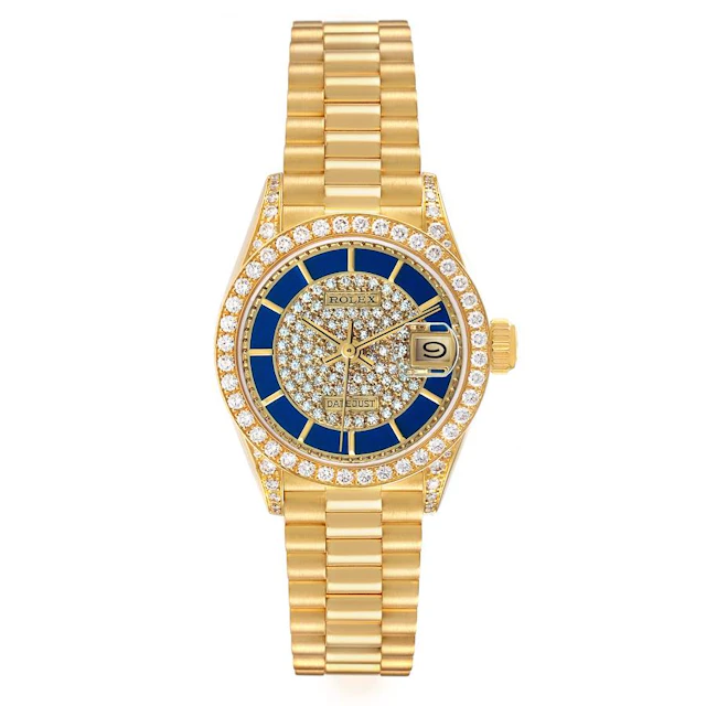 President Datejust Lapis Lazuli Dial (Reference 69158). A 26mm yellow