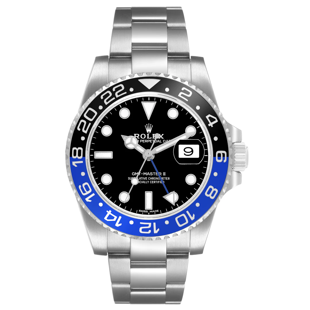 GMT-Master II 'Batman' (Reference 116710BLNR). A 40mm stainless steel