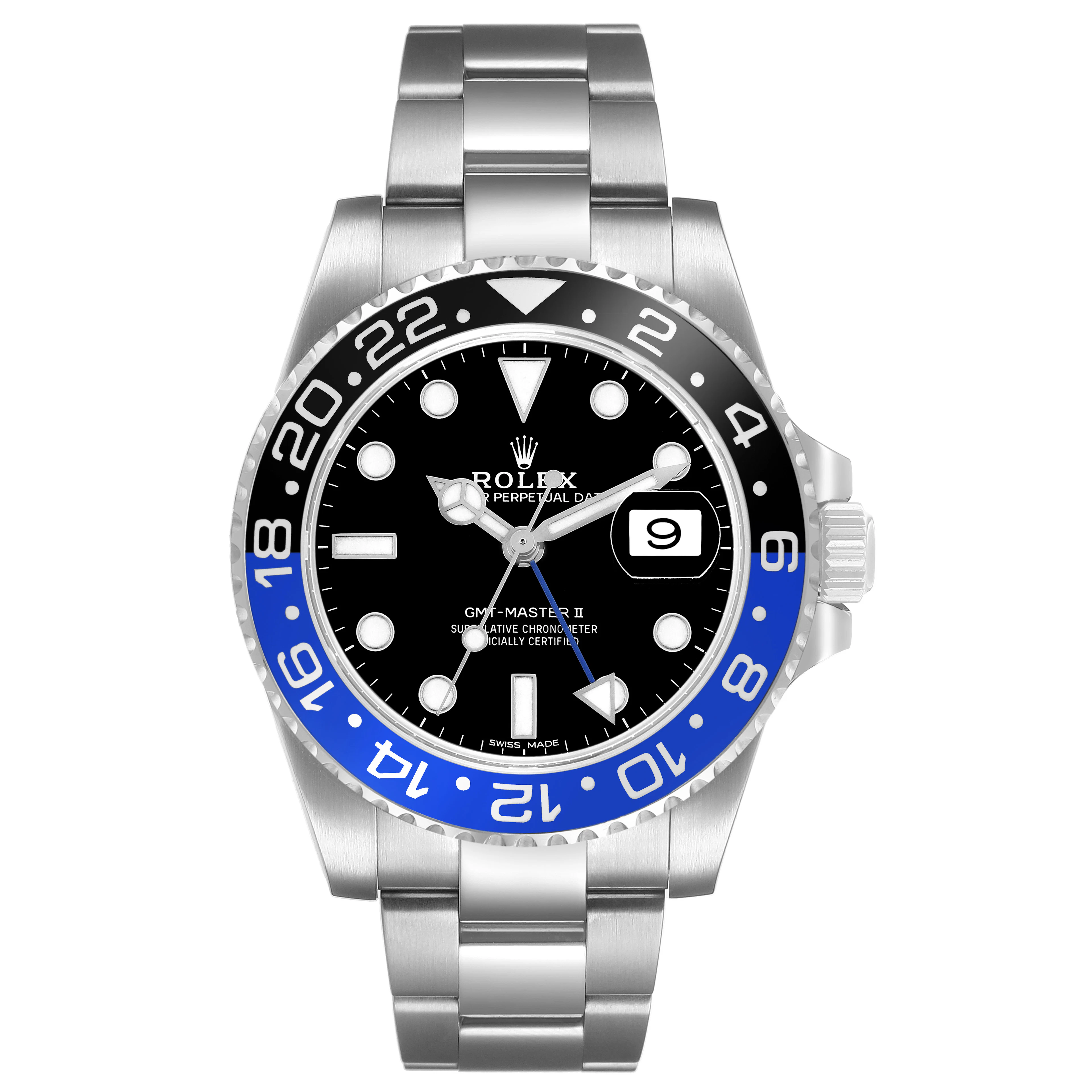 GMT-Master II 'Batman' (Reference 116710BLNR). A 40mm stainless steel