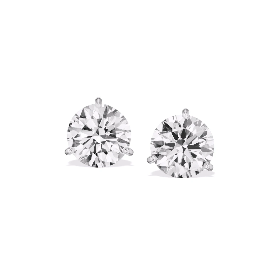Platinum and 2.80ctw Round Brilliant Cut Diamond Stud Earrings