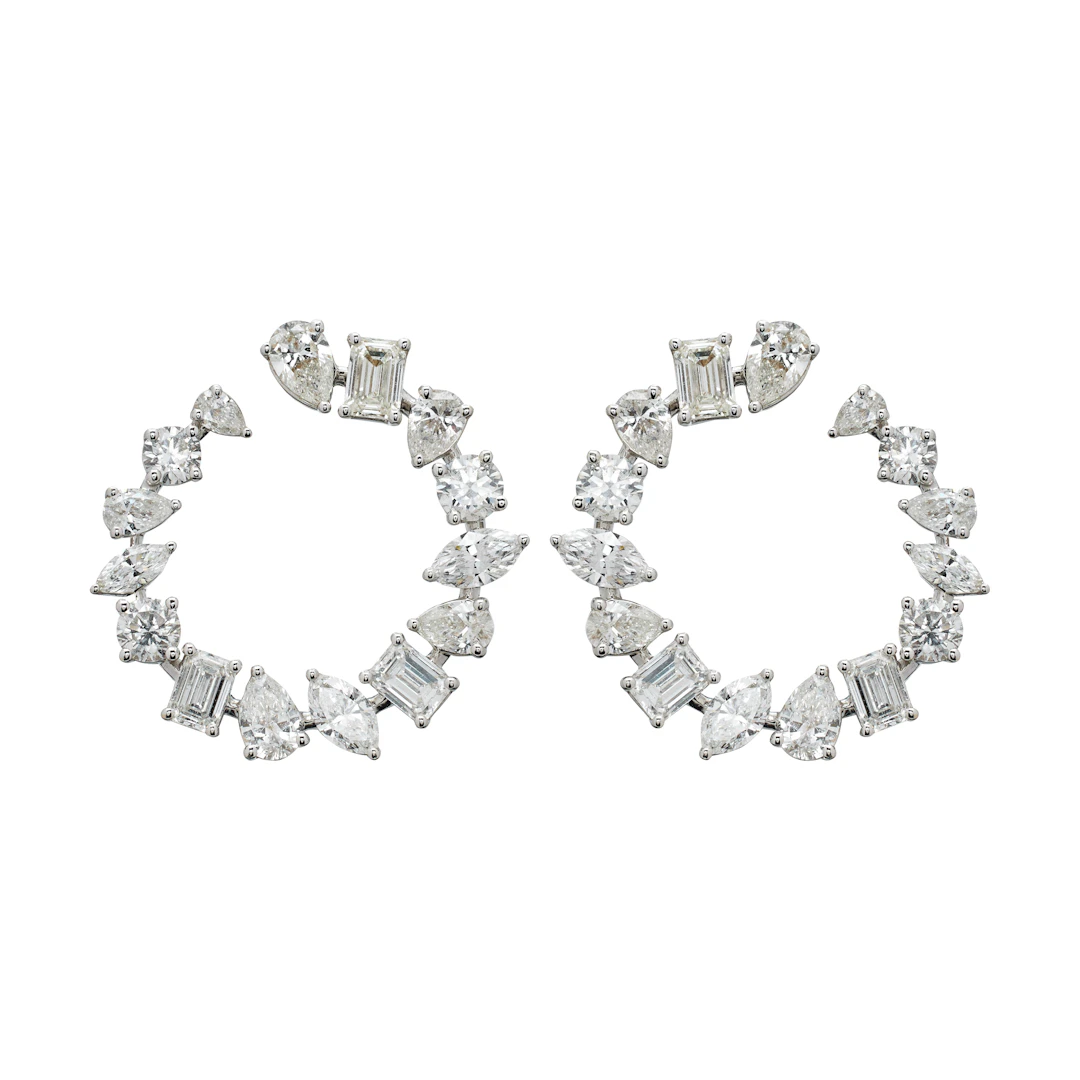 White Gold and 4.10ctw Fancy Cut Diamond Earrings