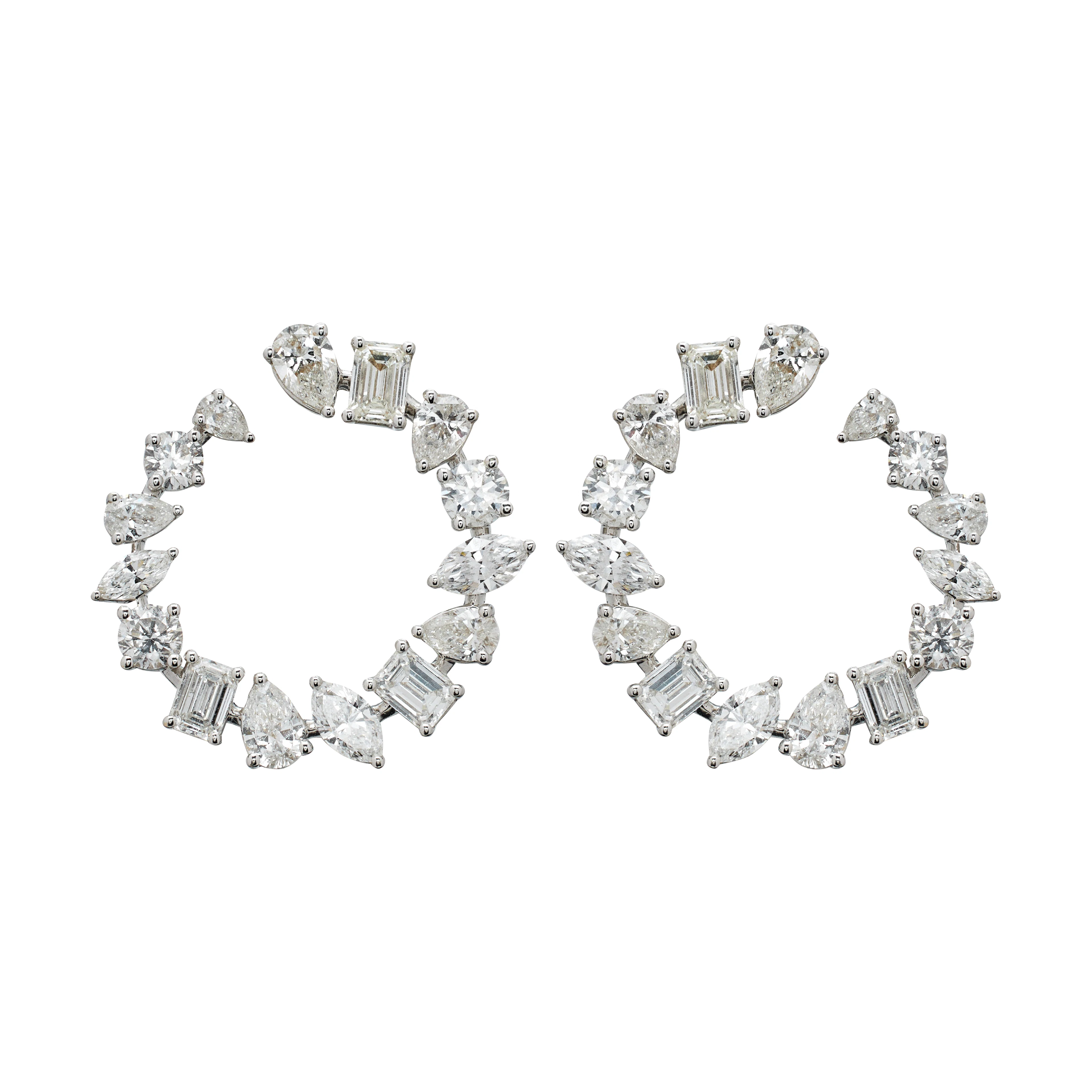 White Gold and 4.10ctw Fancy Cut Diamond Earrings