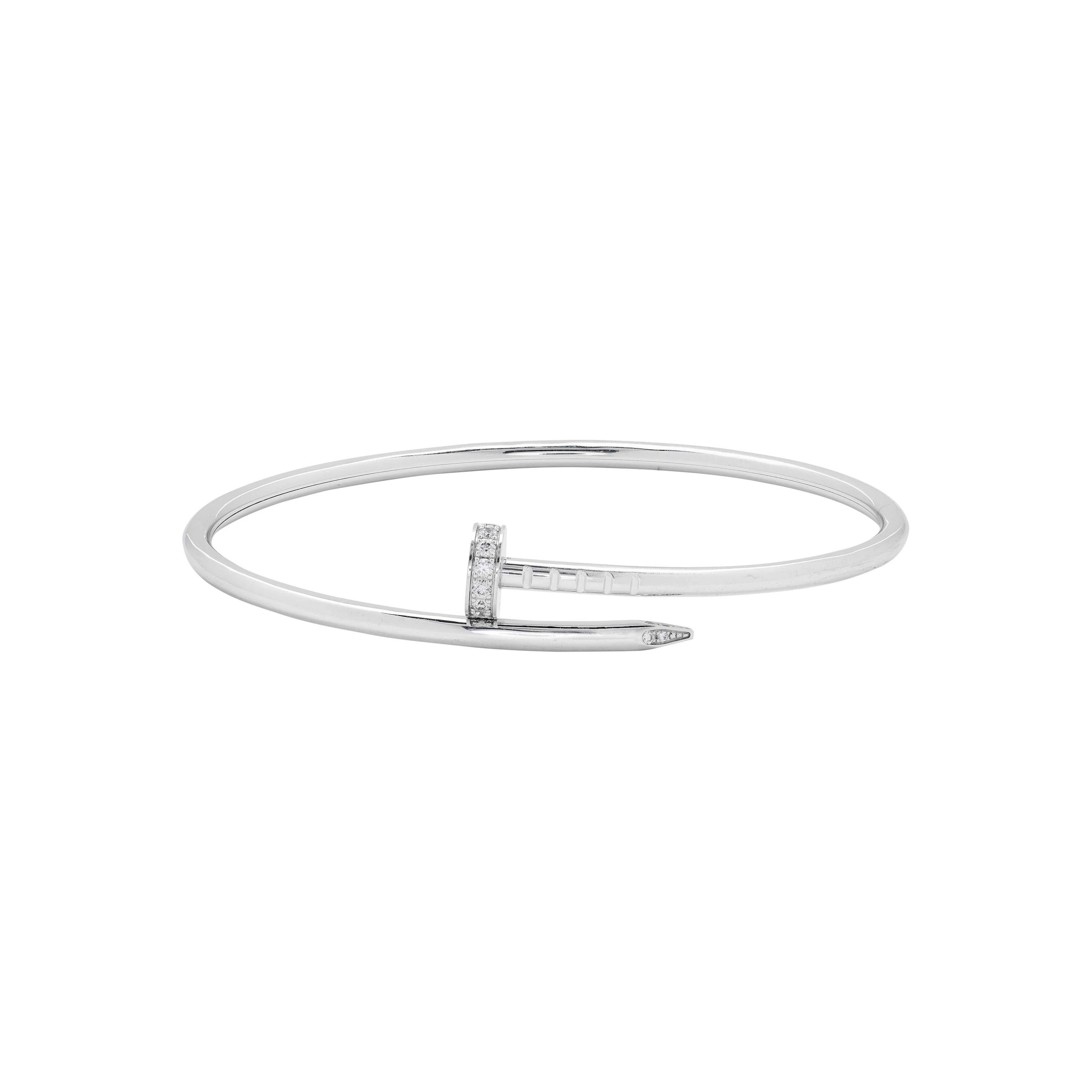 White Gold and Diamond Just un Clou Small Model Bangle Bracelet