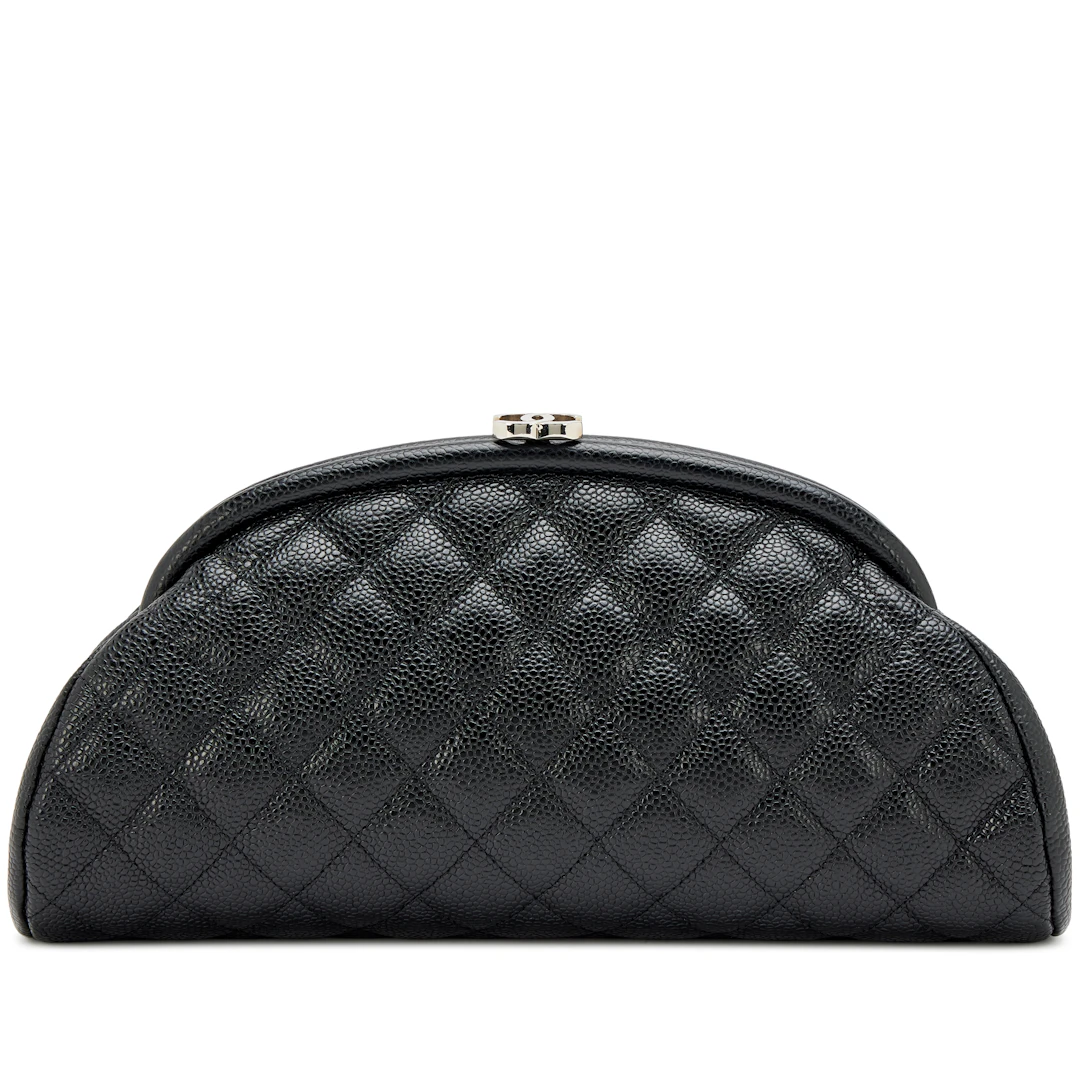 Black Quilted Caviar Timeless Clutch Silver Hardware, 2006-2008