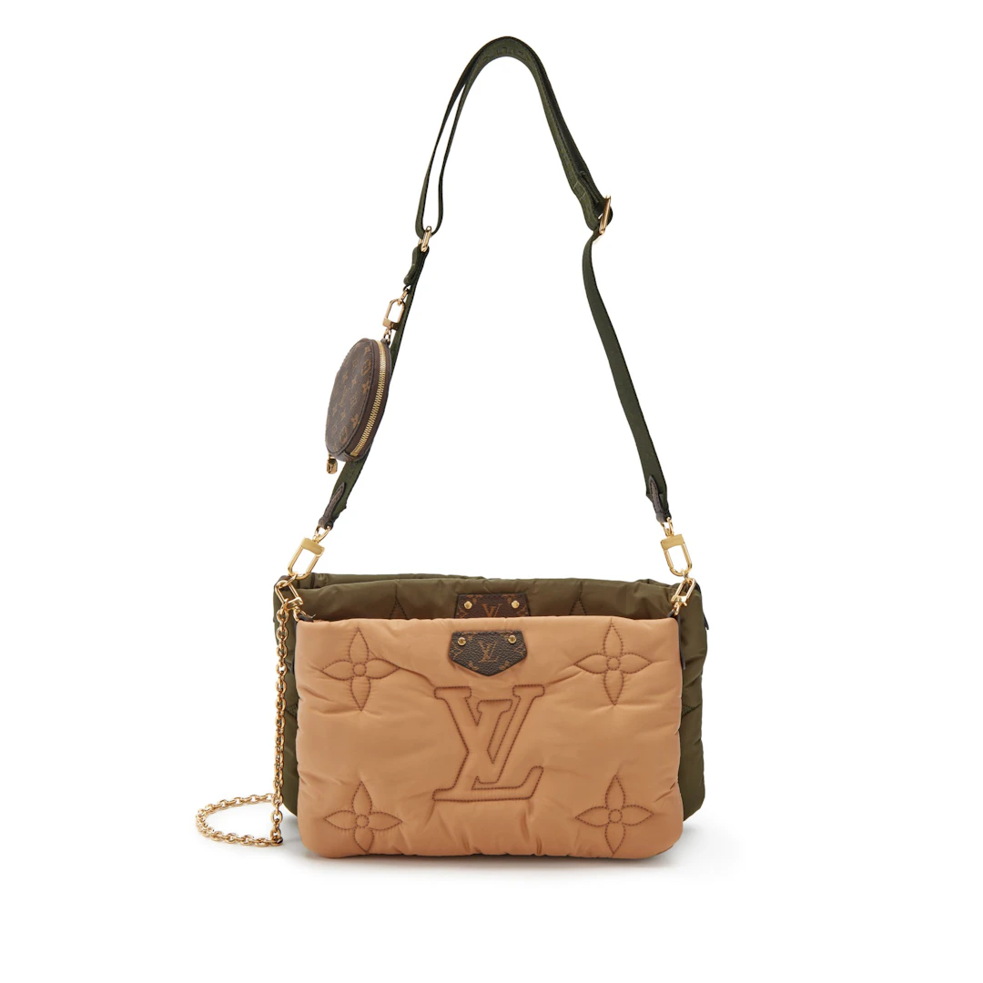 Beige and Green Monogram Econyl Nylon Maxi Multi Pochette Accessoires