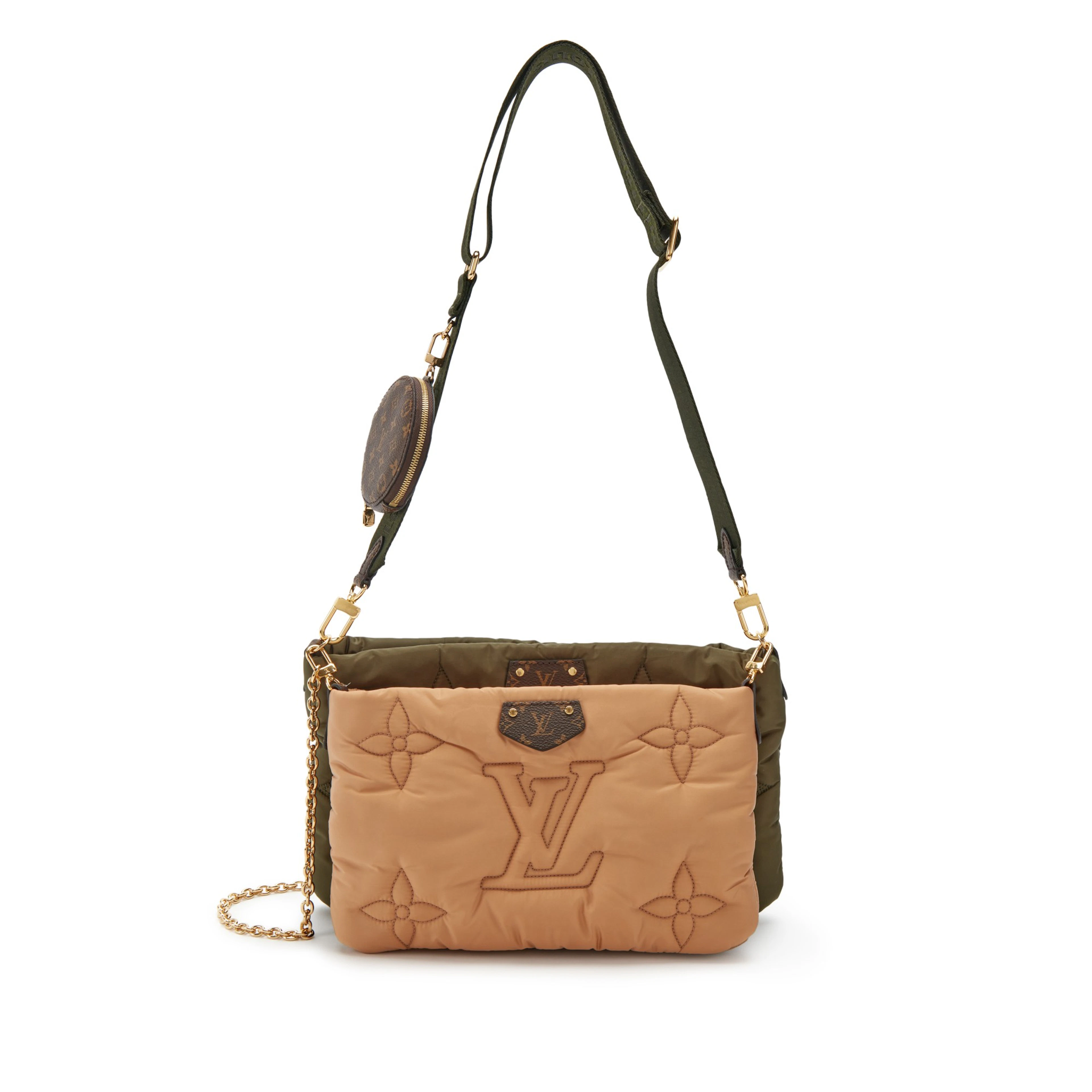 Beige and Green Monogram Econyl Nylon Maxi Multi Pochette Accessoires