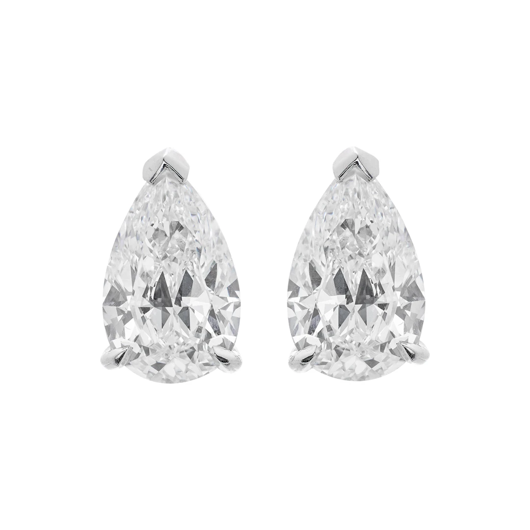 Platinum and 2.54ctw Pear Shape Diamond Stud Earrings
